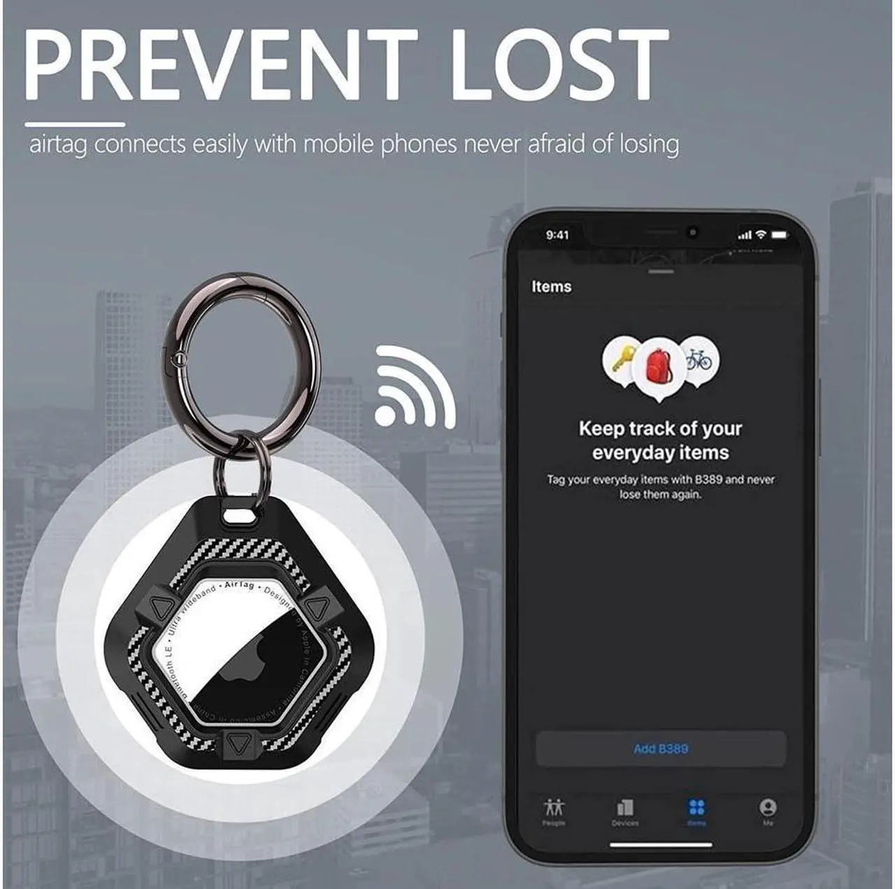 Alt view image 6 of 7 - BONAEVER 2 Pack IPX8 Waterproof Airtag Holder (TPU&Clear PC Double Protection) Anti-Scratch Shockproof AirTag Case with Carbon Fiber Texture KeychainInner Outer TPU Bumpers for Apple AirTag