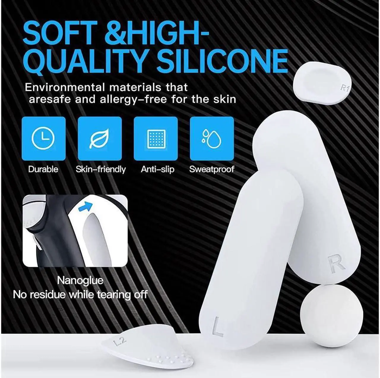Alt view image 2 of 7 - BONAEVER Silicone Controller Pad for PS VR24 in 1 Accessories Kit for PS VR2 Controller with Anti-Slip Handle Cover Grip Protection