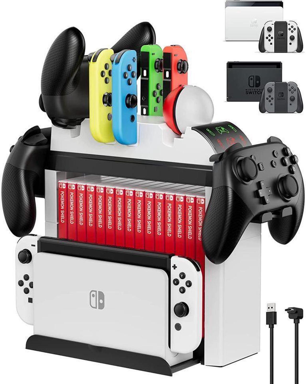 BONAEVER Charging Dock for Nintendo Switch OLED/Switch Standorage Organizer for Joy Cons Pro Controller Poke Ball Plus Controllers Multifunctional Organizer Stand for Nintendo Switch