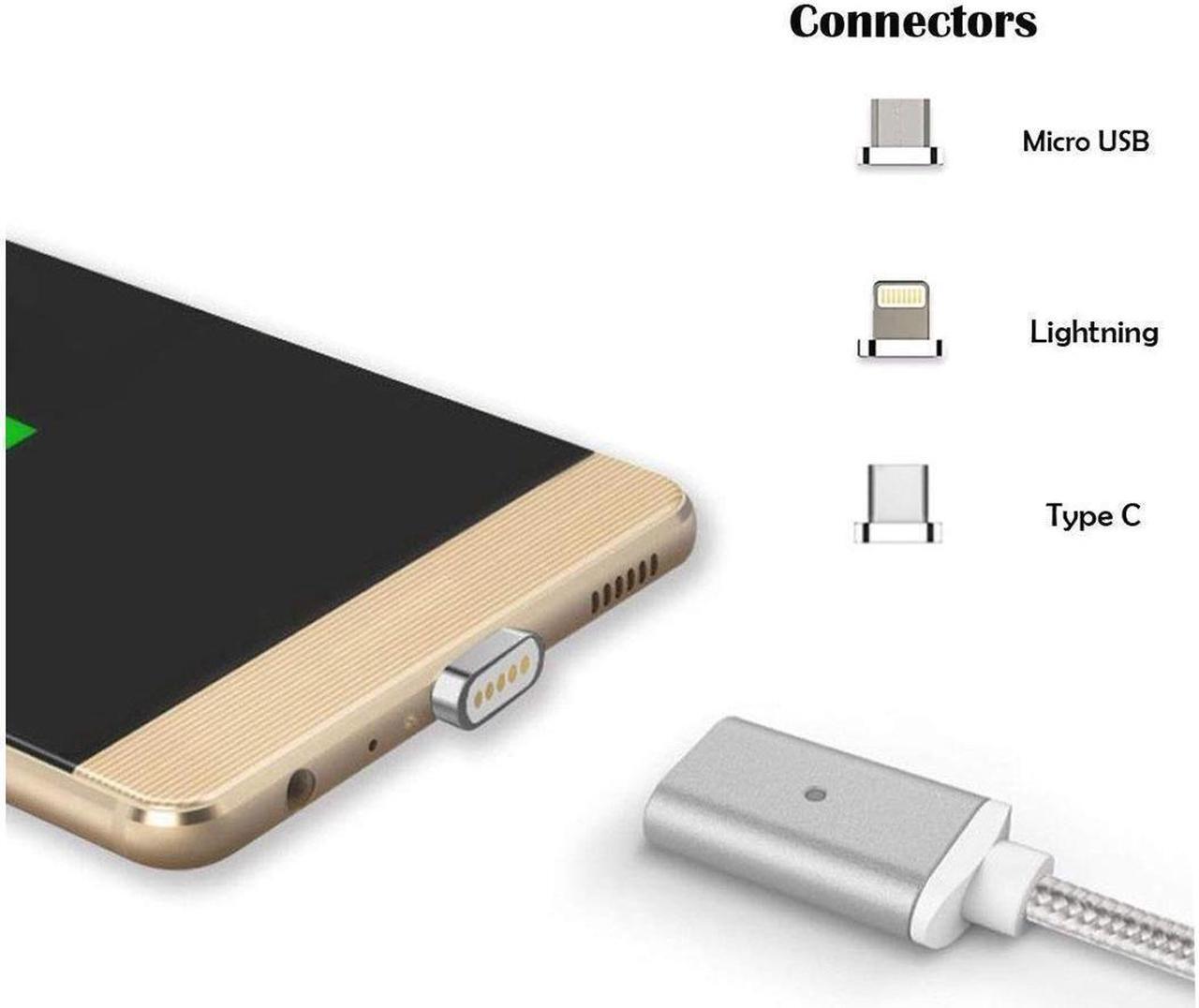 Alt view image 3 of 6 - BONAEVER 3 in 1 Magnetic Charging Cord Charger Cable with Micro USB / Type C / Lightning Connector for iPhoneiPadHuawei HTCLGSamsung GalaxySony Xperia More