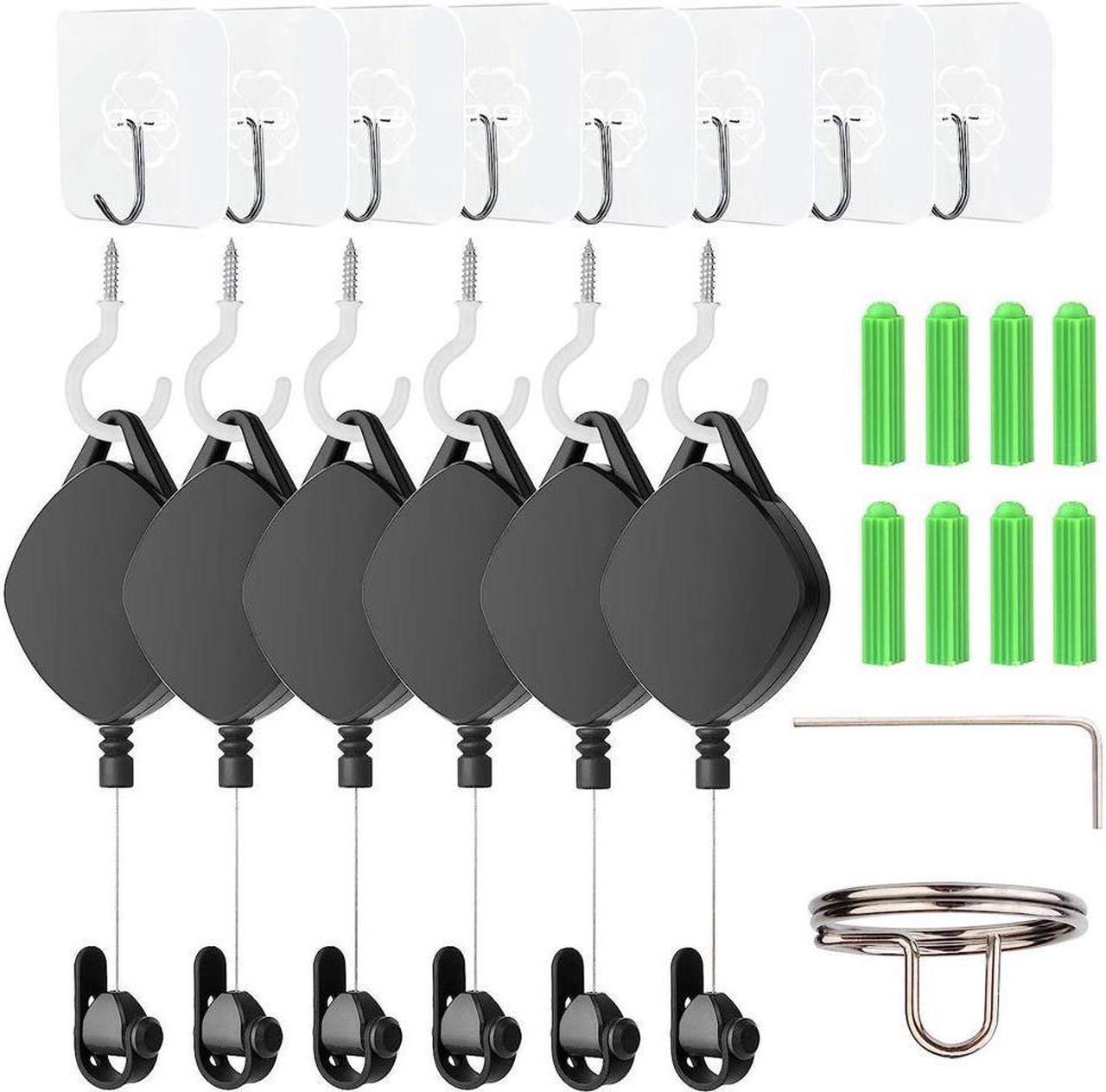 BONAEVER VR Cable Management Sy Standem Ceiling Hooks with Retractable Carabiner Retractable Ceiling Pulley Sy Standem for Oculus Quest/Quest 2/HTC Vive/Vive Pro/Oculus Rift/Rift S [6 Packs Black]