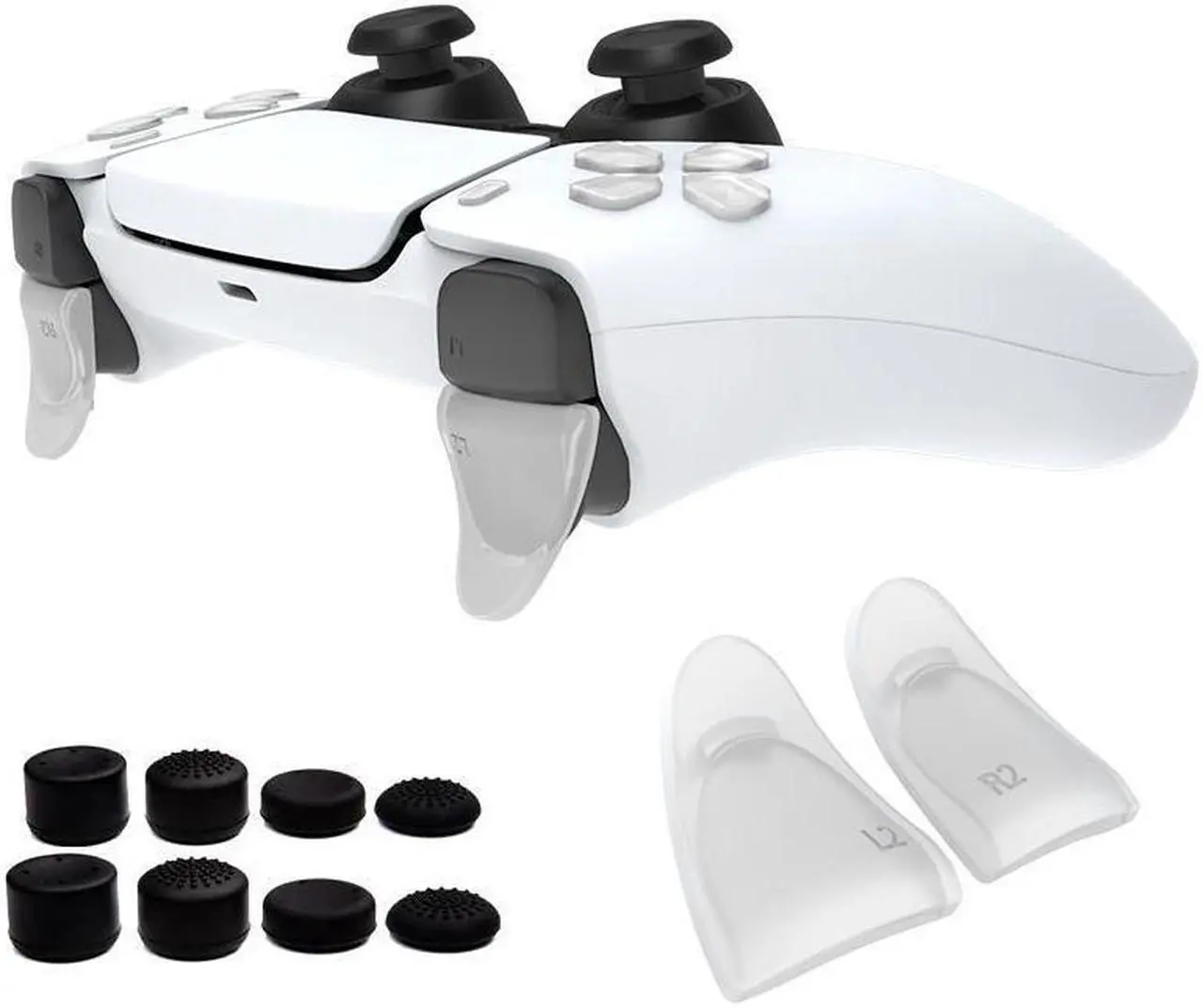 Main image of BONAEVER Trigger Extender with 8 Pcs Thumb Standick Grips for PS5 DualSense Controller Play Standation 5 Accessories