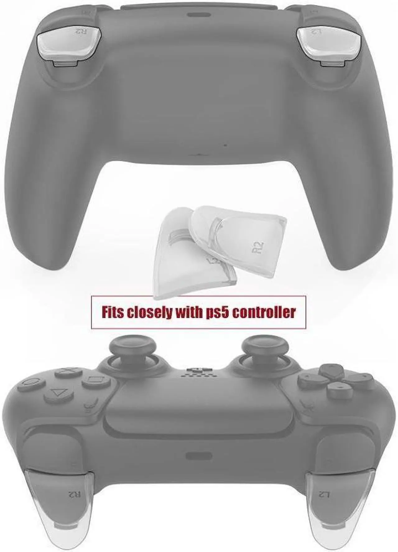 Alt view image 3 of 4 - BONAEVER Trigger Extender with 8 Pcs Thumb Standick Grips for PS5 DualSense Controller Play Standation 5 Accessories