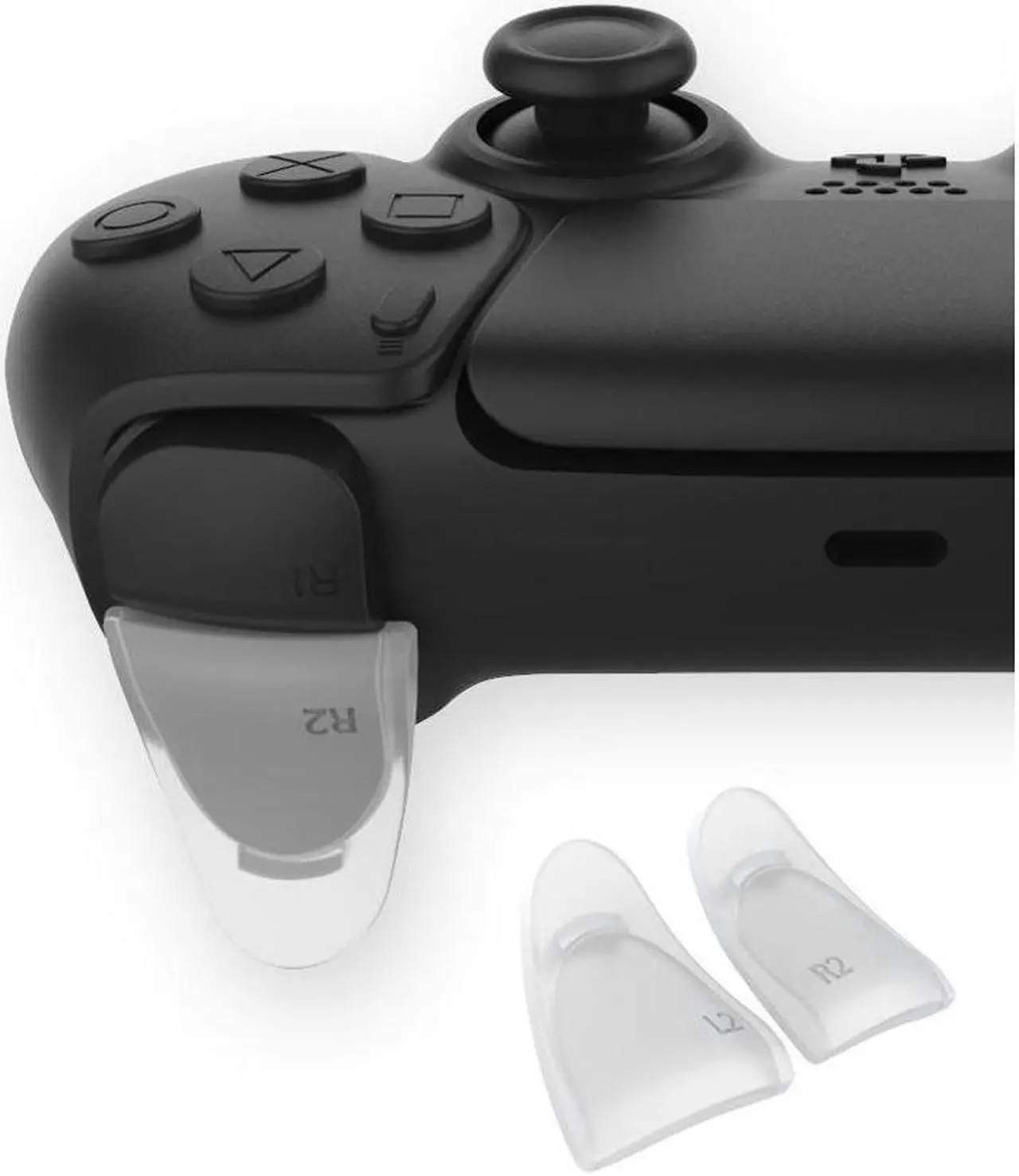 Alt view image 2 of 4 - BONAEVER Trigger Extender with 8 Pcs Thumb Standick Grips for PS5 DualSense Controller Play Standation 5 Accessories