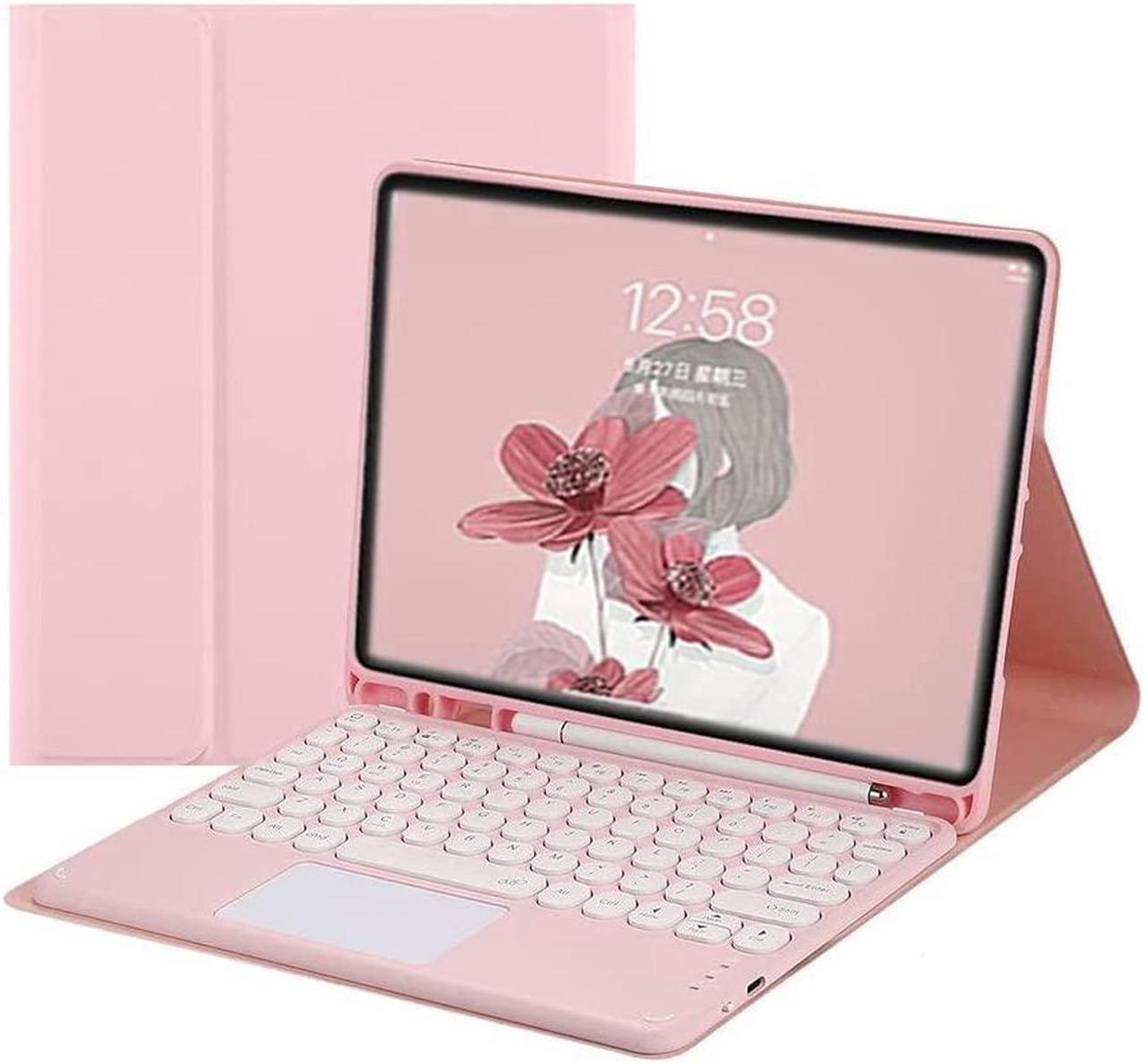 BONAEVER Touchpad Keyboard Case for 12.4 inch Samsung Galaxy Tab S8 Plus 2022/ S7 FE 2021/ S7 Plus 2020 Slim Leather Cover with Keyboard / Trackpad / Pencil Holder Pink