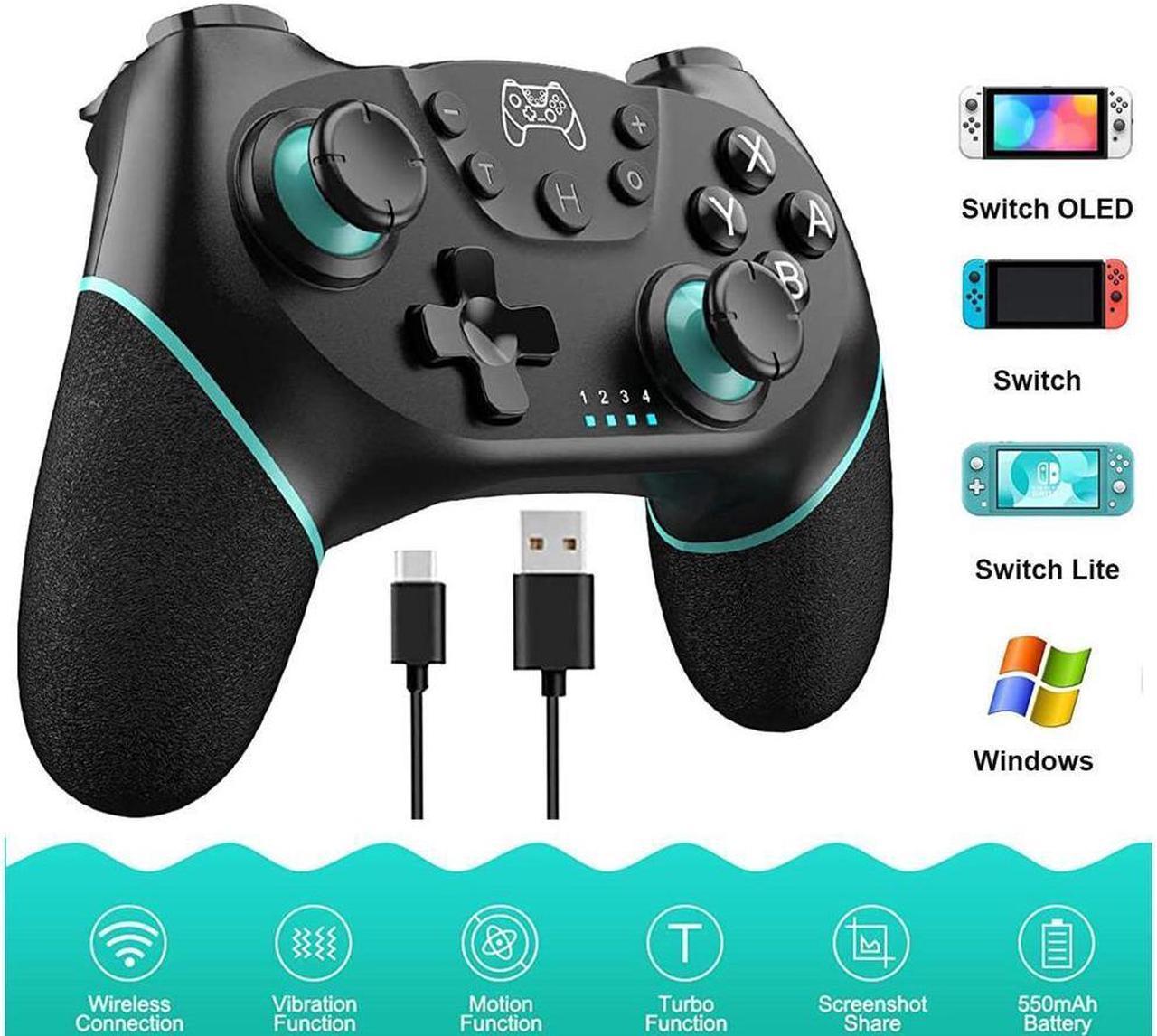 BONAEVER Switch Controller Wireless Pro Controller Compatible for Nintendo Switch Bluetooth Switch Controller PC Game Controller Supports Gyro Axis Turbo Dual Vibration with Charging Cable Black