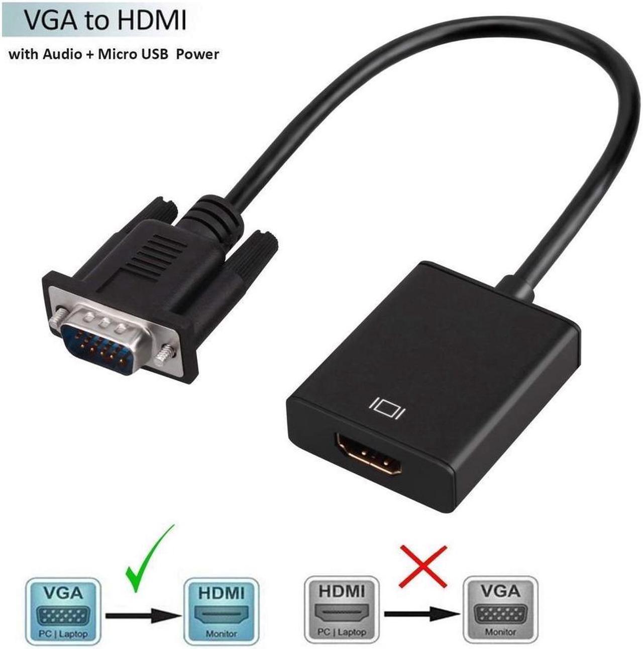 BONAEVER VGA to HDMI Adapter Cable VGA Male to HDMI Female Cable Converter Adapter with 1080P HD Video USB Audio Support for Connecting Old PC Laptop with a VGA Output to New Monitor HDTV