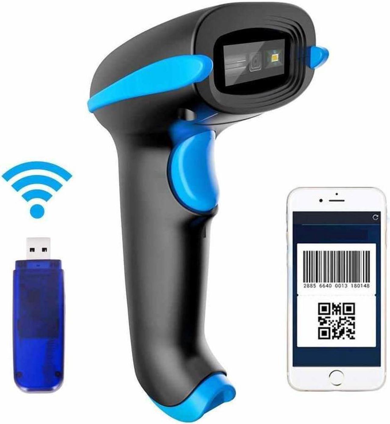 BONAEVER 2D Wireless Barcode Scanner 2-in-1 433Mhz wireless & USB 2.0 Wired 1D QR PDF417 Data Matrix Bar Code Scanner Cordless CMOS Image Barcode Reader for Mobile Payment Computer Screen