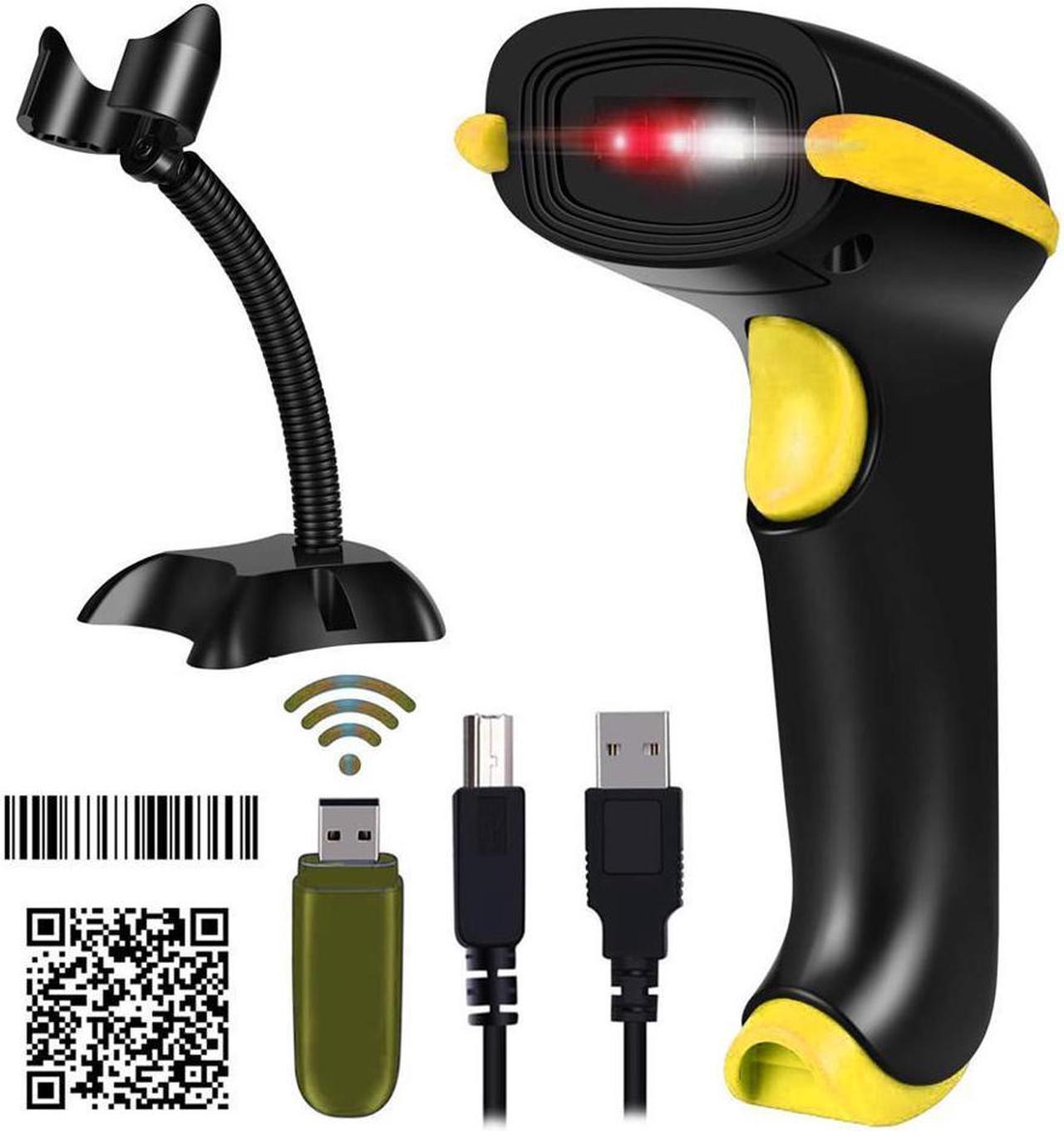 BONAEVER Wireless 2D Barcode Scanner 2 in 1 2.4GHz Wireless & USB 2.0 Wired 1D 2D Barcode Reader with Stand Datamatrix PDF417 QR Bar Code Scanner for Mobile Payment Computer Screen