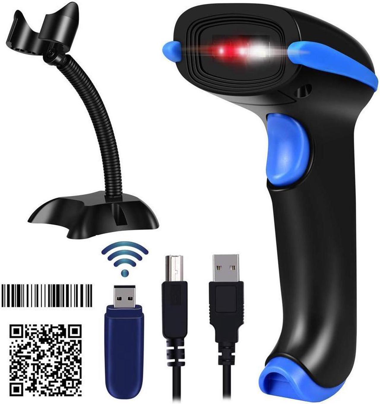 BONAEVER Wireless 1D 2D Barcode Scanner 3 in 1 Compatible with Bluetooth & 2.4GHz Wireless & Wired 1D 2D Bar Code Reader with Stand Datamatrix PDF417 QR Bar Code Scanner for Smart Phone PC