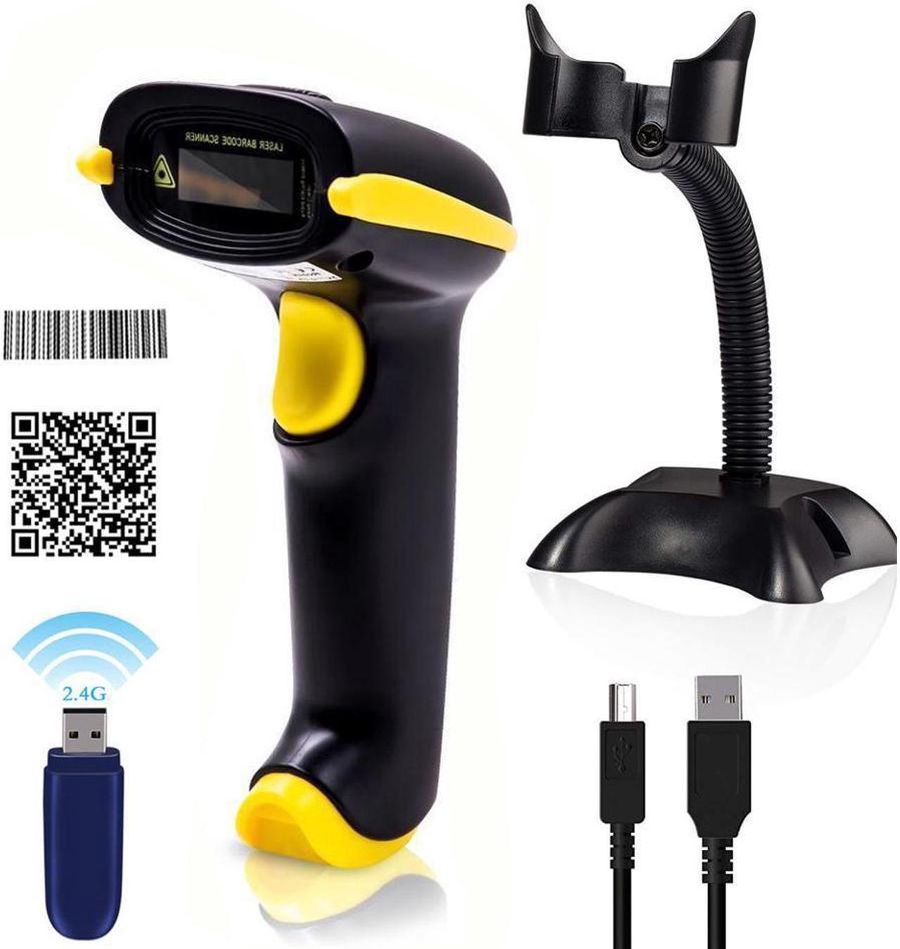 BONAEVER Barcode Scanner Wireless 1D 2D 2-in-1 2.4G Wireless & USB 2.0 Wired 2D QR Bar Code Scanner Cordless CMOS Image Barcode Reader for Mobile Payment Computer Screen 2D Scanner Barcode with Stand