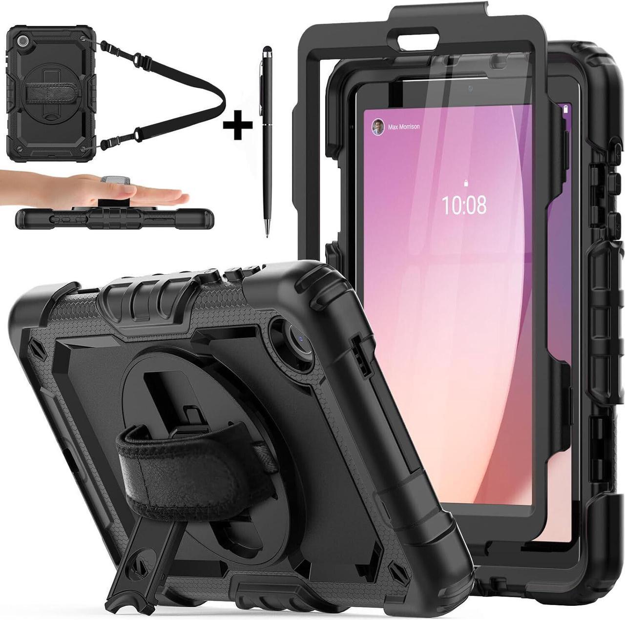 BONAEVER Case for Lenovo Tab M8 4th Generation 2023 TB-300FU TB-300XU with Screen Protector Shockproof Protective Cover with Pen Holder Stand and Shoulder Strap Stylus Pen