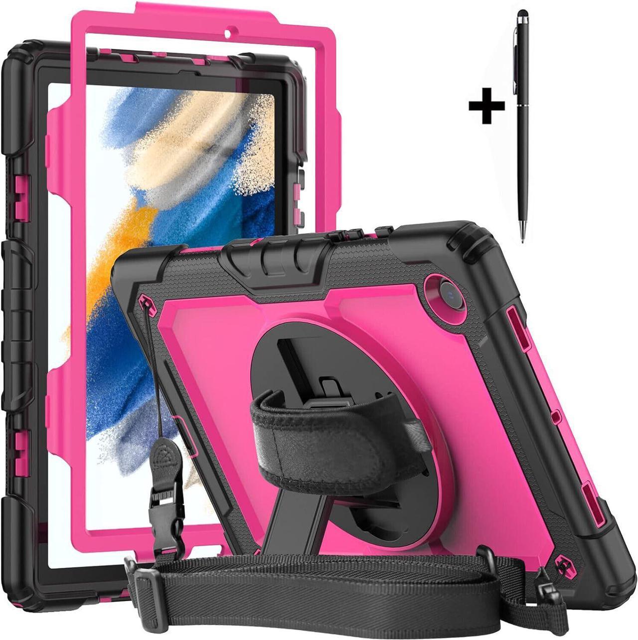 BONAEVER For Samsung Galaxy Tab A8 Case 10.5 Inch 2022 SM-X200/SM-X205/SM-X207 with Screen Protector Pencil Holder Durable Protective Cover with Stand and Shoulder Strap Stylus Pen