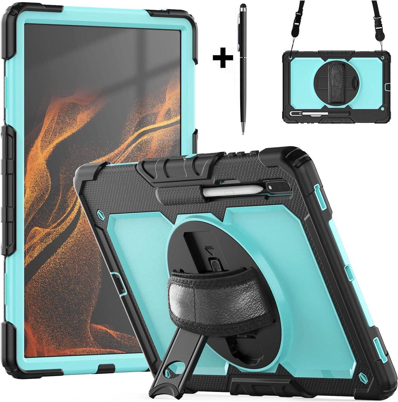 BONAEVER For Samsung Galaxy Tab S9 Ultra / S8 Ultra 14.6 Inch Case with Screen Protector Shockproof Cover with Pen Holder Stand and Shoulder Strap Stylus Pen