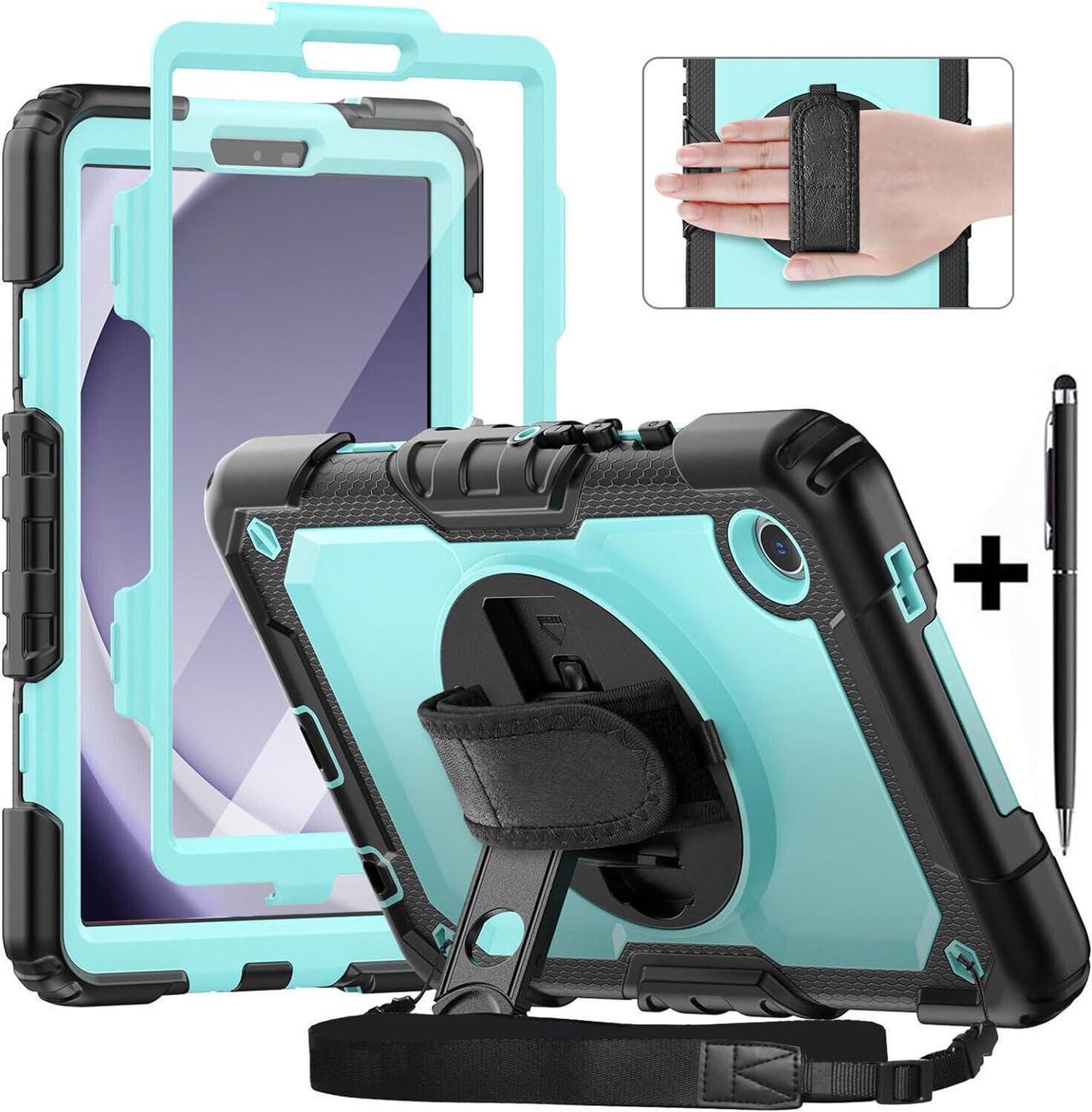 BONAEVER Case for Samsung Galaxy Tab A9 8.7 Inch 2023 SM-X110/X115/X117 with Screen Protector Shockproof Cover with Pen Holder Stand and Shoulder Strap Stylus Pen