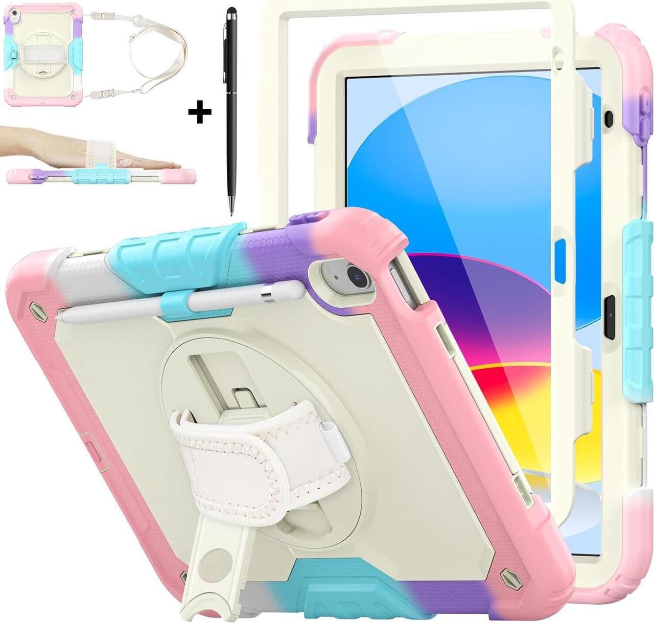 BONAEVER Case for iPad 10th Generation 10.9 Inch 2022 A2696 A2757 A2777 Shockproof Cover with Screen Protector Pen Holder Stand and Shoulder Strap Stylus Pen