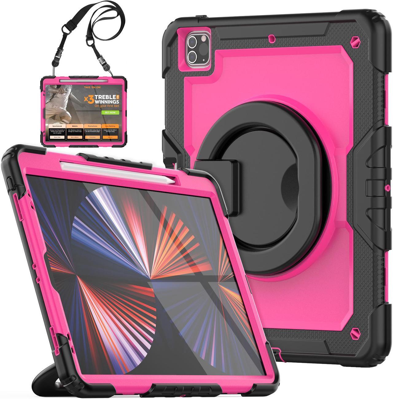 BONAEVER Case For iPad Pro 12.9 inch 2022 2021 2020 2018 with Screen Protector Pen Holder Shockproof Hard Protective Cover for iPad Pro 12.9" 6th 5th 4th 3rd Gen with Rotatable Stand / Shoulder Strap