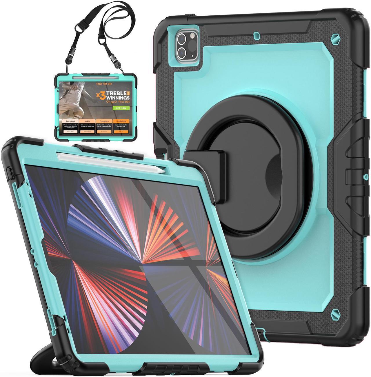 BONAEVER Case For iPad Pro 12.9 inch 2022 2021 2020 2018 with Screen Protector Pen Holder Shockproof Hard Protective Cover for iPad Pro 12.9" 6th 5th 4th 3rd Gen with Rotatable Stand / Shoulder Strap