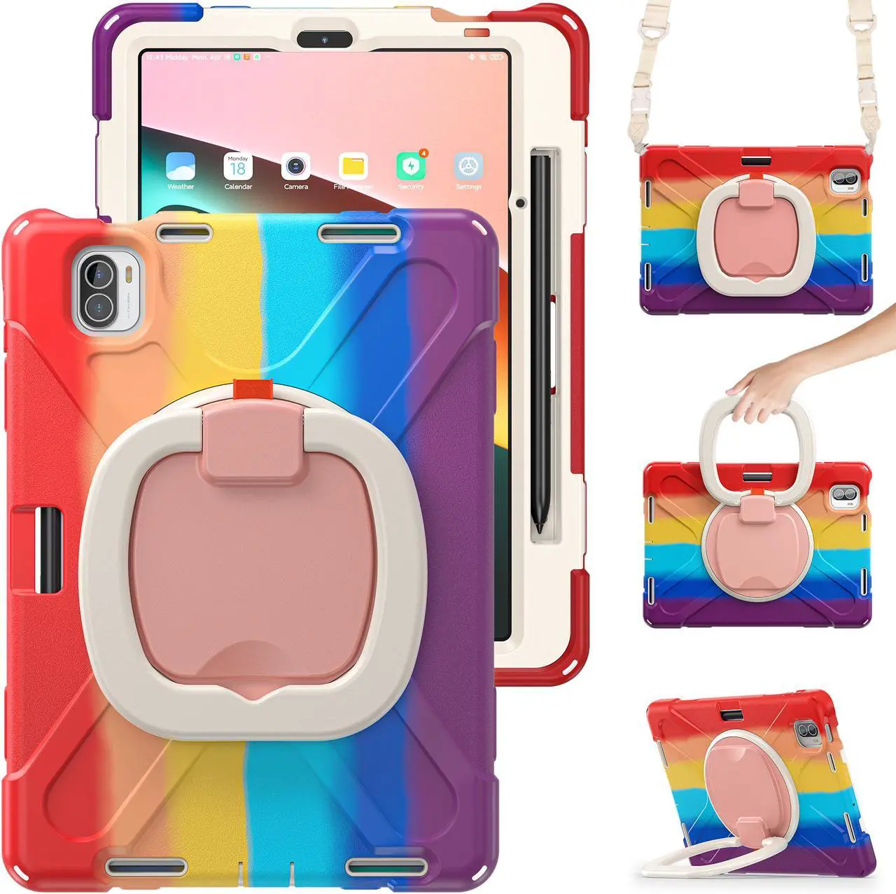 Main image of BONAEVER Protective Case for Xiaomi Mi Pad 5 / MiPad 5 Pro 11 inch 2021 Shockproof Protective Cover with S Pen Holder + Stand and + Handle + Shoulder Strap