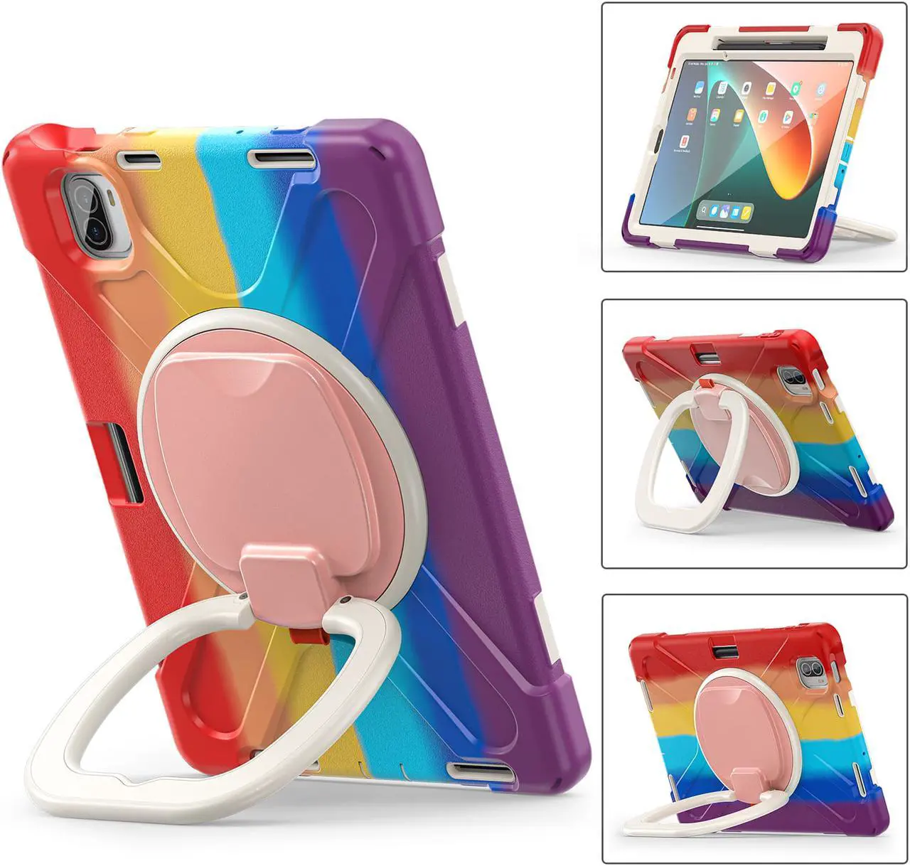 Alt view image 5 of 7 - BONAEVER Protective Case for Xiaomi Mi Pad 5 / MiPad 5 Pro 11 inch 2021 Shockproof Protective Cover with S Pen Holder + Stand and + Handle + Shoulder Strap