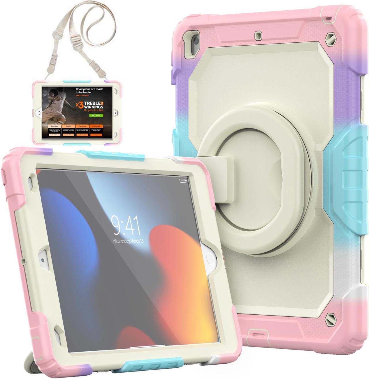 BONAEVER For iPad 9th 8th 7th Generation Case 10.2 inch with Screen Protector Pencil Holder [360 Rotating Hand Strap] & Stand Drop-Proof Cover for iPad 10.2 inch 2021 2020 2019