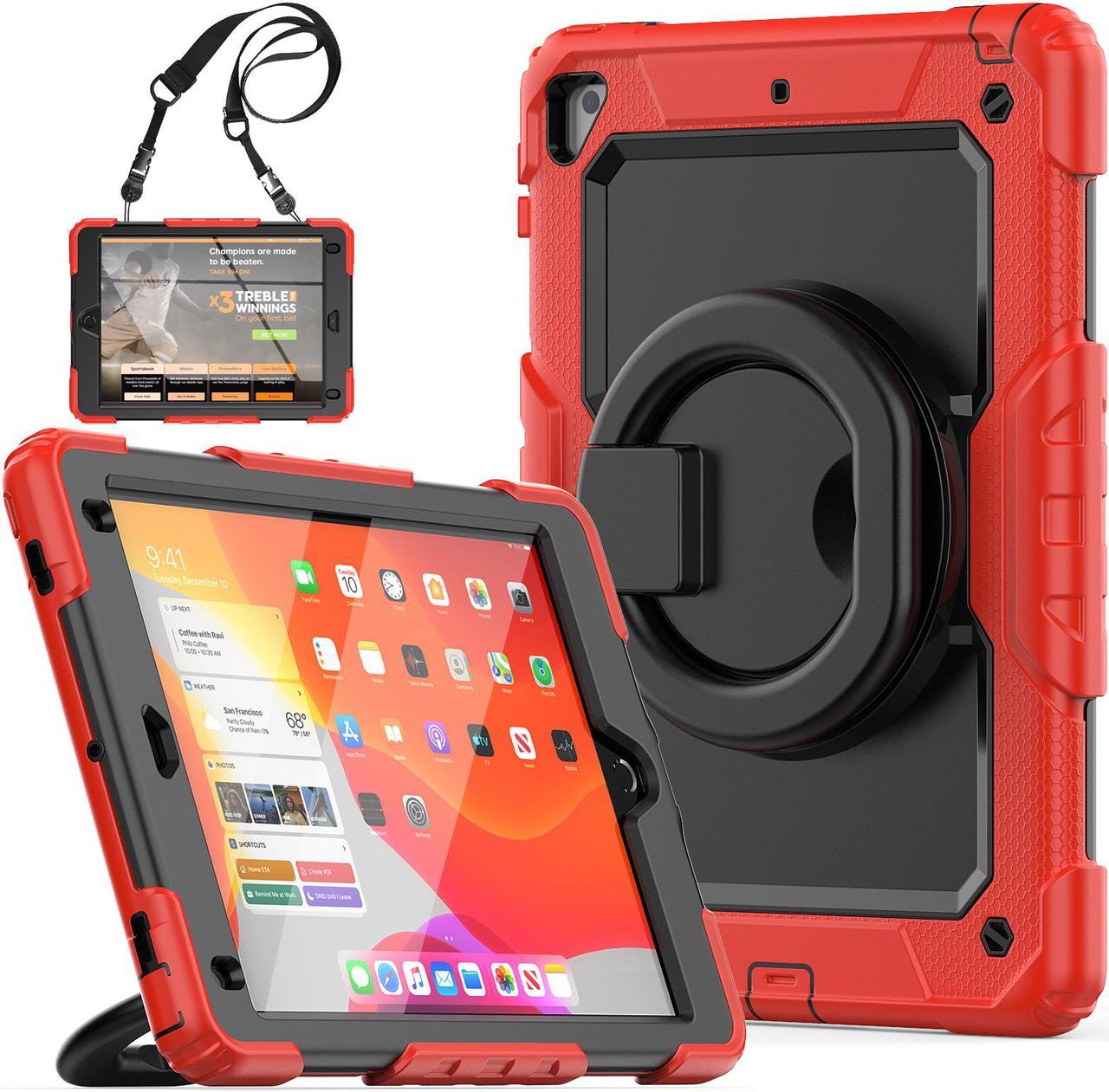 BONAEVER Case for iPad 9.7 inch 2018 2017 with Screen Protector Pencil Holder [360 Rotating Hand Strap] Stand Shoulder Strap for iPad 5th / 6th Generation / Air 2 / Pro 9.7