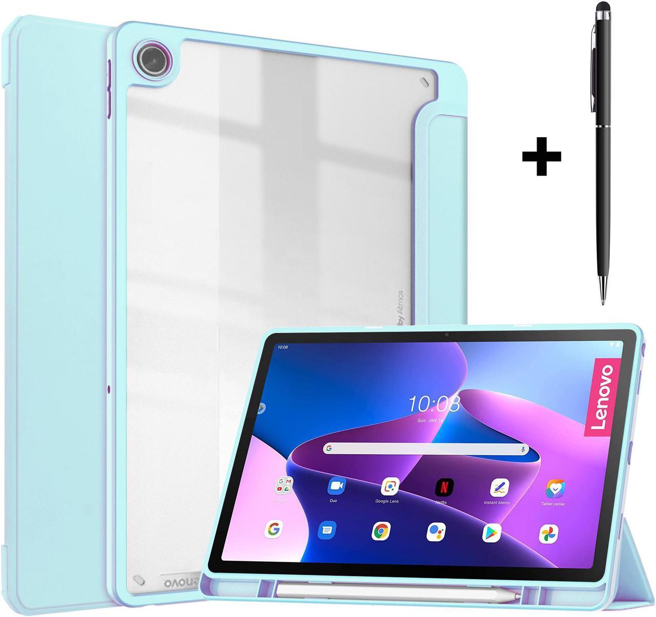 Case For Lenovo Tab M10 Plus 10.6 Inch 2022 3rd Gen with Pencil Holder, Shockproof Cover Clear Transparent Back Shell, Auto Wake/Sleep for Lenovo Tab M10 Plus 10.6" 2022 with Universal Stylus Pen