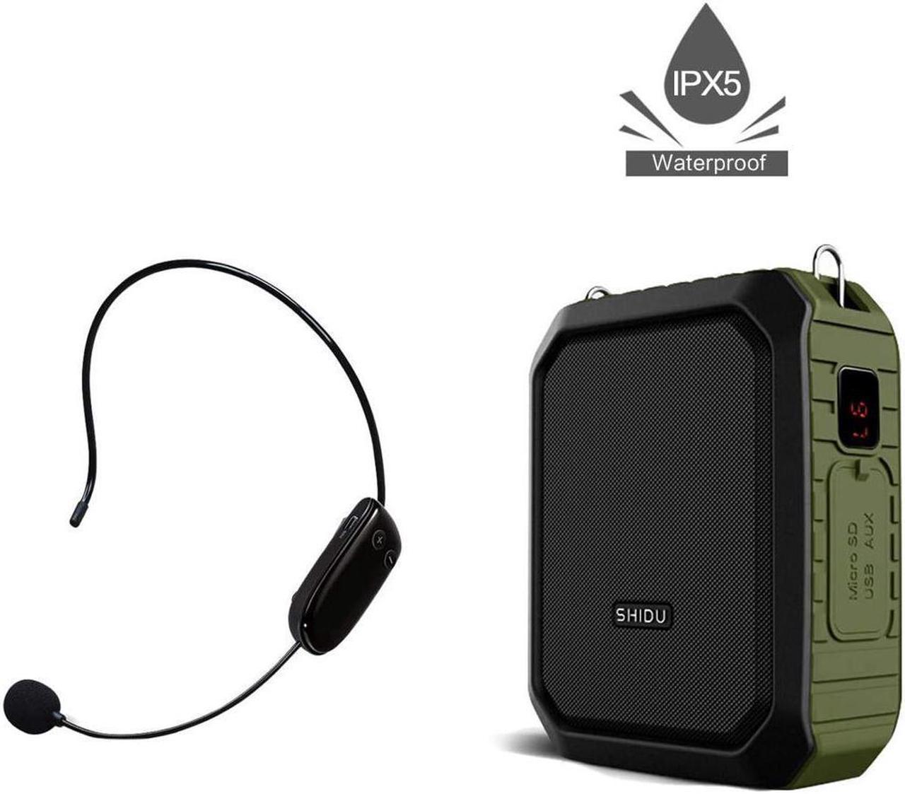 Wireless Personal Voice Amplifier with Portable Microphone Headset, 18W Rechargeable Microphone Speaker, Waterproof |Dustproof |Dropproof Bluetooth PA System for Teachers Coaches ect Green Wireless