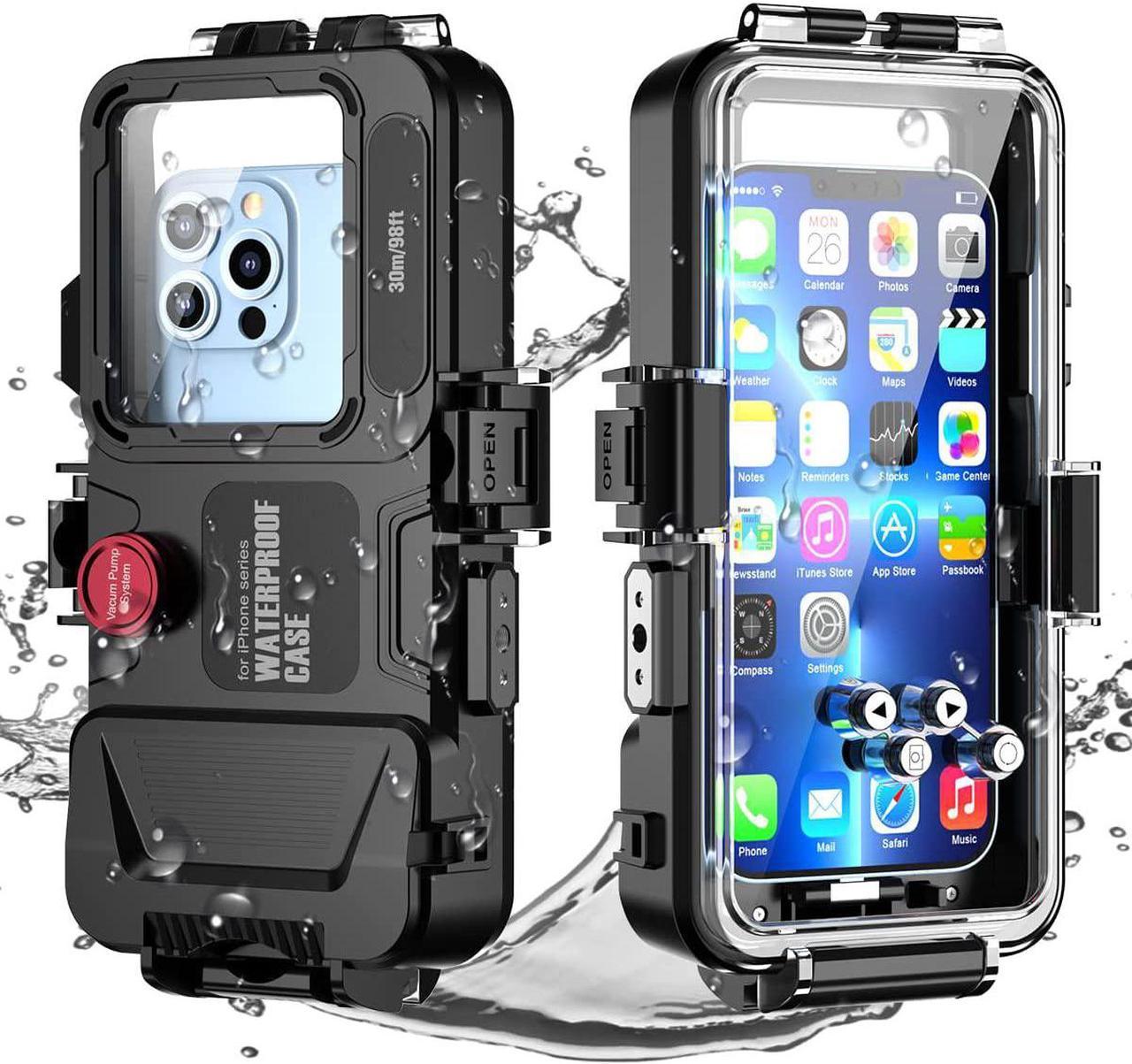 Waterproof Phone Protective Case for iPhone, 98FT/30M Underwater Photography Housing for Deep Sea Diving,Snorkeling,Surfing,Swimming,Water Sports for iPhone 14/13/Pro/Pro Max/Mini/12/11/XR/XS/MAX/8