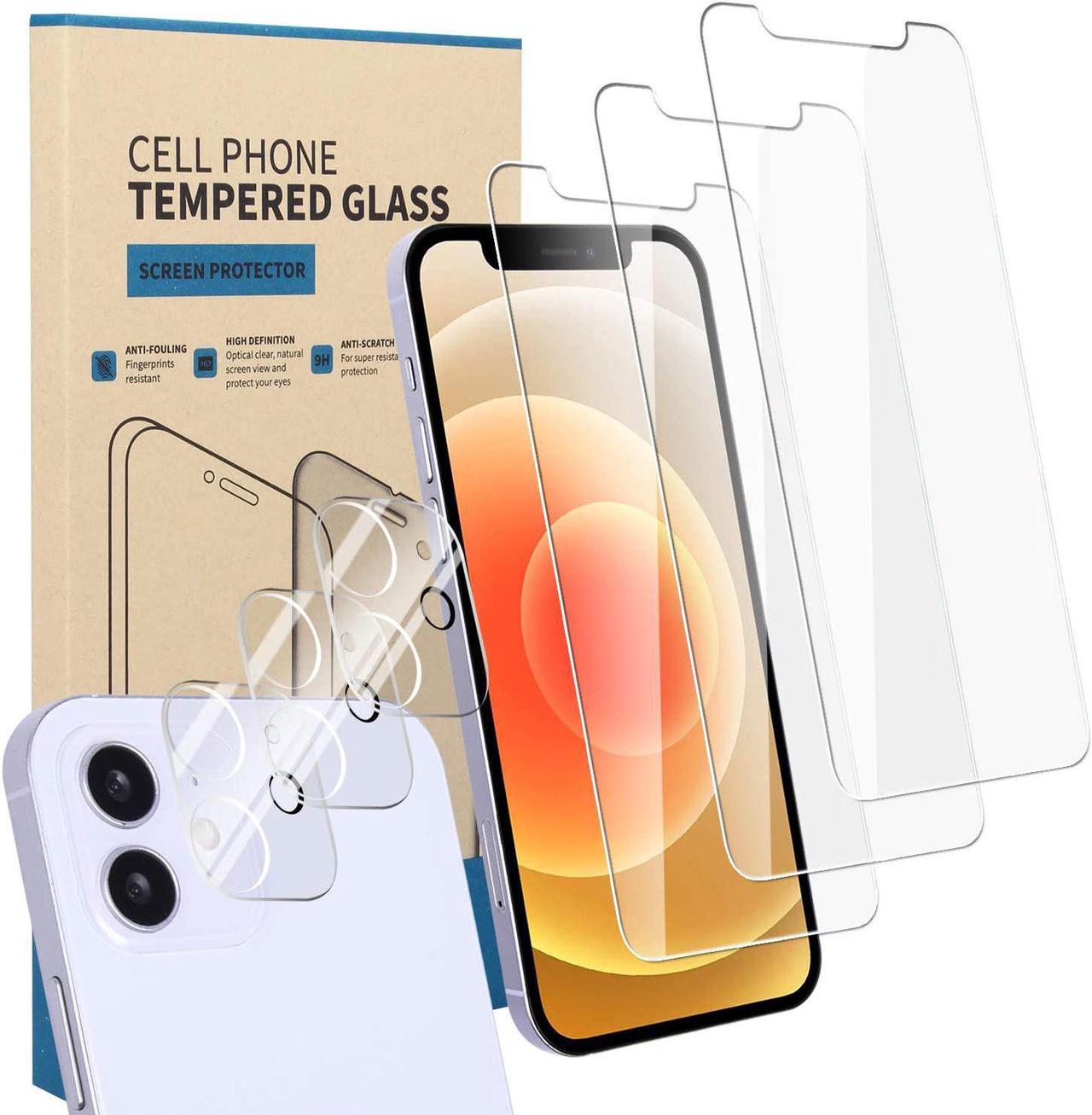 BONAEVER 3 Pack Tempered Glass Screen Protector Compatible with iPhone 12 Mini 5.4 inch with 3 Pack Camera Lens Protector [9H Hardness] [Scratch Resi Standant] [Easy In Standallation]