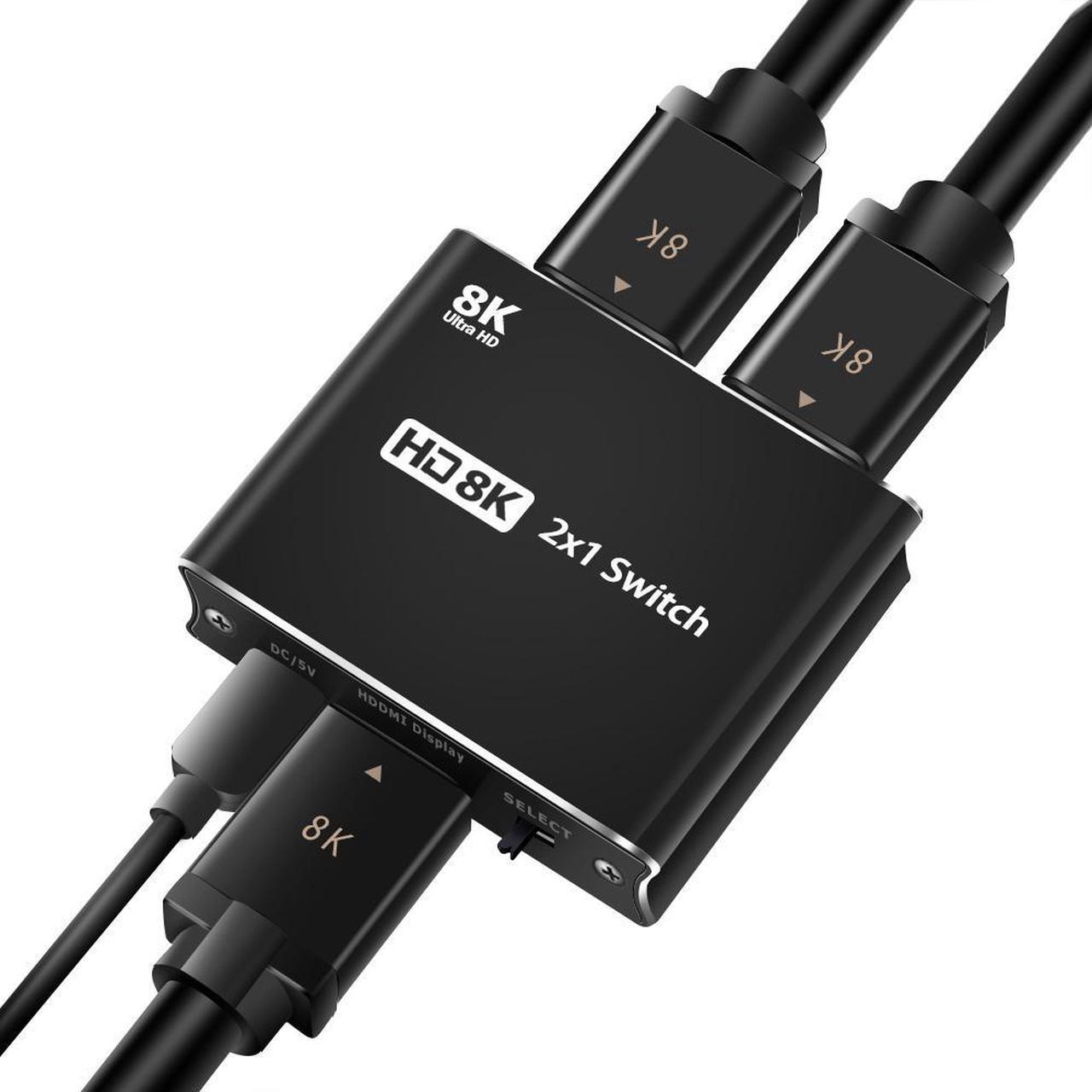 BONAEVER HDMI 2.1 Ultra HD 8K High Speed 48Gbps Directional Switch Only 2 in 1out 8K@60Hz 4K@120Hz Converter Compatible with Xbox PS5 Projectors Monitors