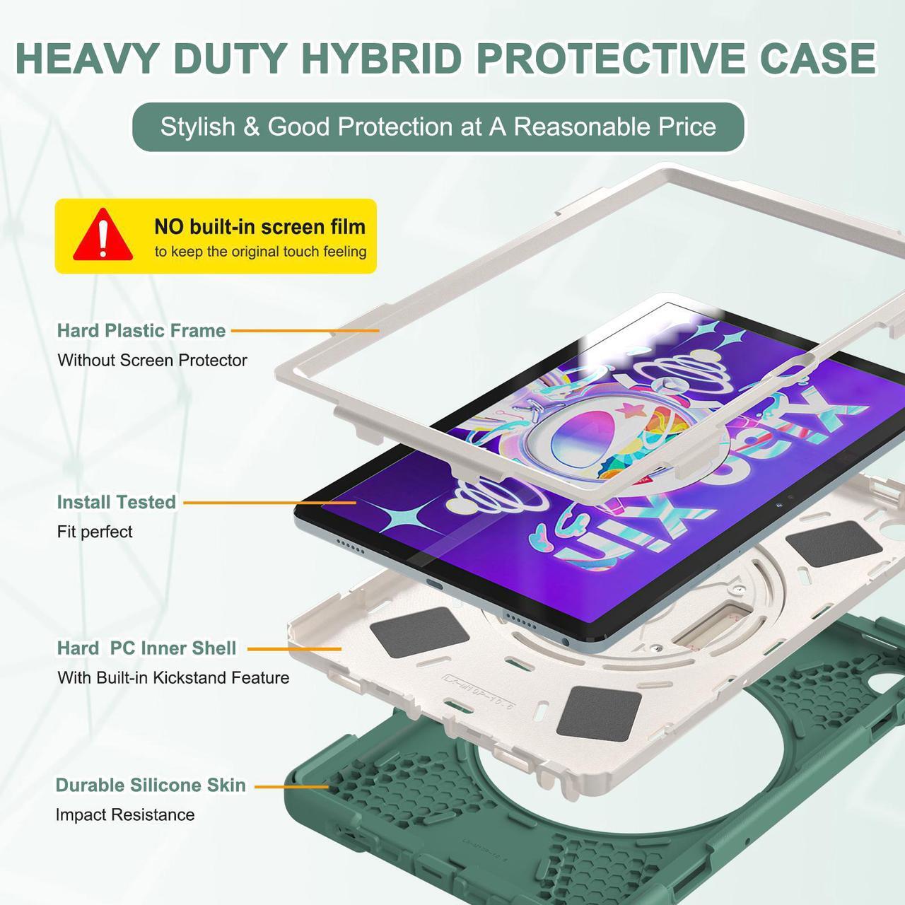 Alt view image 5 of 7 - BONAEVER For Lenovo Tab M10 Plus 3rd Gen Case 10.6 Inch with Pen Holder 360 Rotating Hand Strap/ Stand andybrid ShockProof Cover with H /Shoulder Strap Model TB-125FU/TB-128FU/TB-128XU