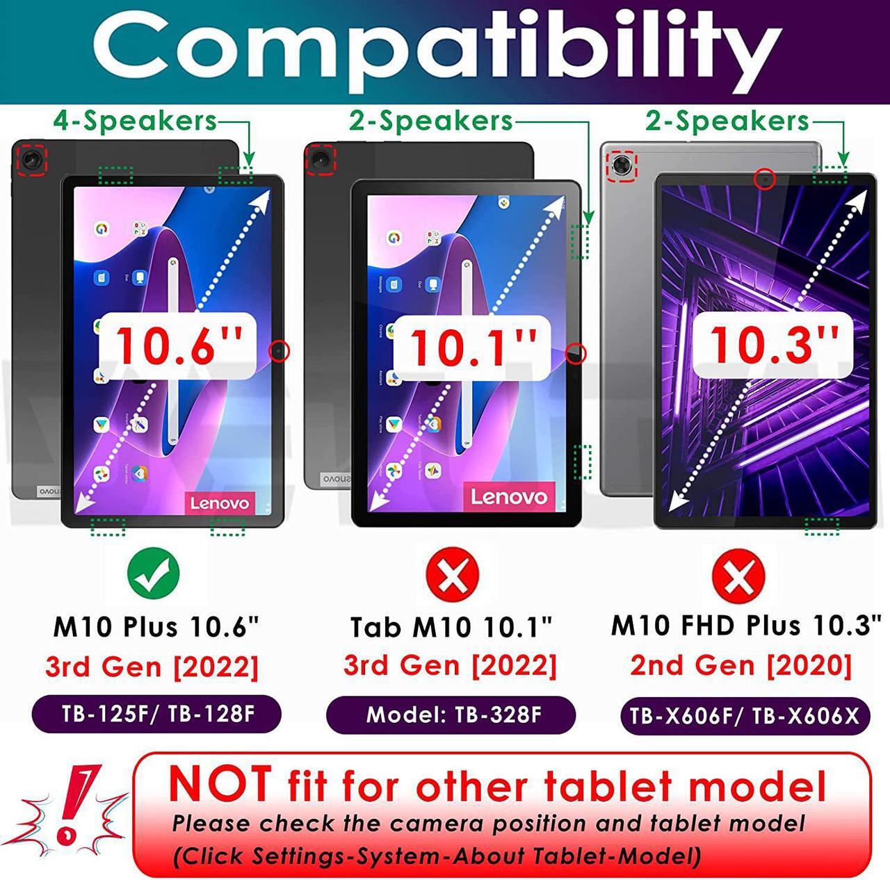 Alt view image 2 of 7 - BONAEVER For Lenovo Tab M10 Plus Case 10.6 inch 2022 [3rd Gen] Mdoel TB-125F TB-128F Shockproof Rugged Protective Cover with Stand / H & Shoulder Strap / Pencil Holder