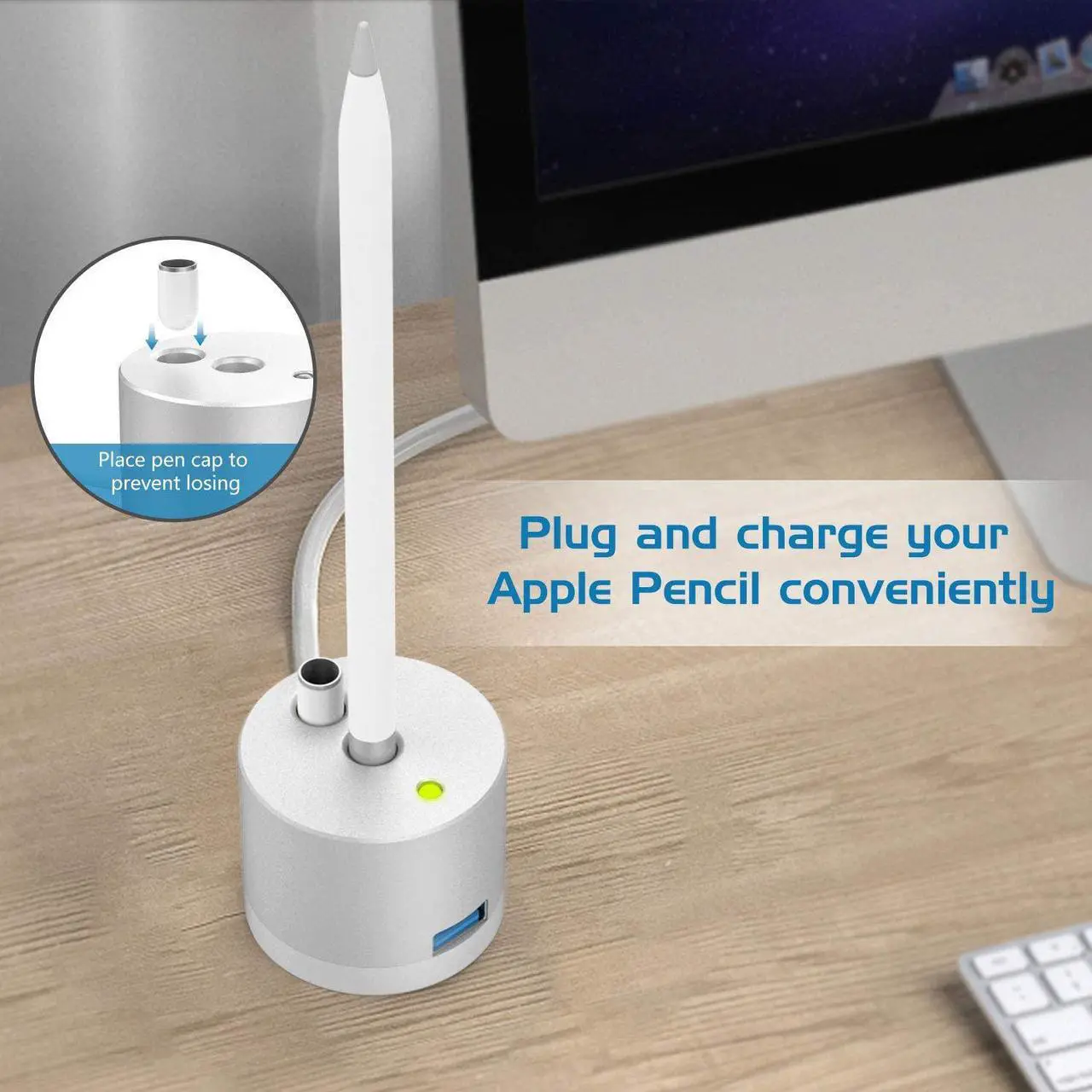 Alt view image 3 of 7 - Charging Stand Compatible for Apple Pencil,Portable Desktop Fast Charging Station Charger Dock Pen Holder for Apple iPad Pro Pencil/Pen iPad Pro 12.9 10.5 9.7, iPad 10.2 2019 2021