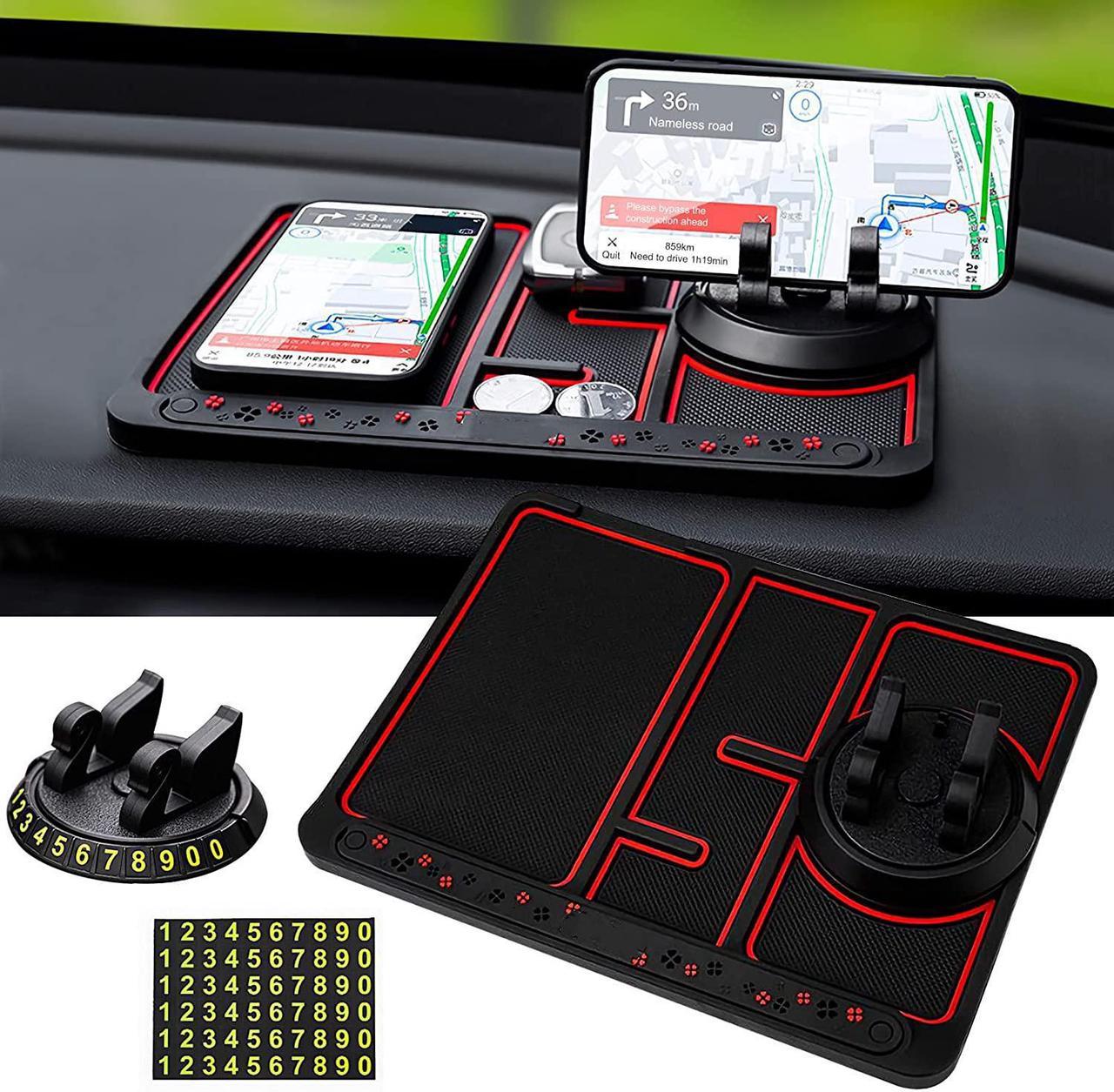 BONAEVER Non-Slip Phone Pad for 4-in-1 Car Car Dashboard Phone Mat with Temporary Car Parking Card Number Plate Aromatherapy Anti-Shake Pad Universal Phone Holder