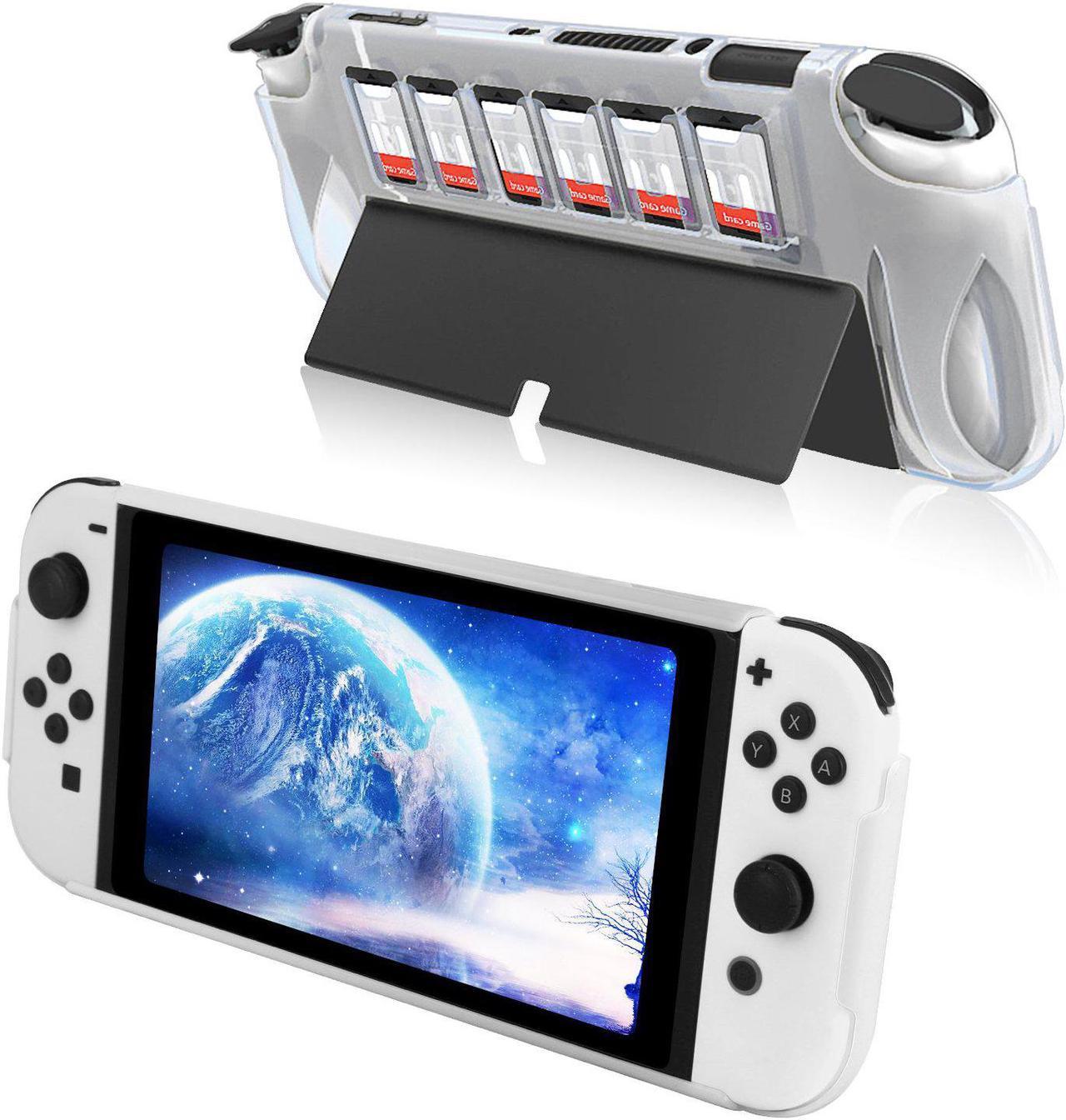 BONAEVER Switch Protective Case for Nintendo Switch OLED Stand Cover with 6 Game Card Standorage for NS Switch OLED Console & Joycon Controller Shockproof & Anti-Scratch