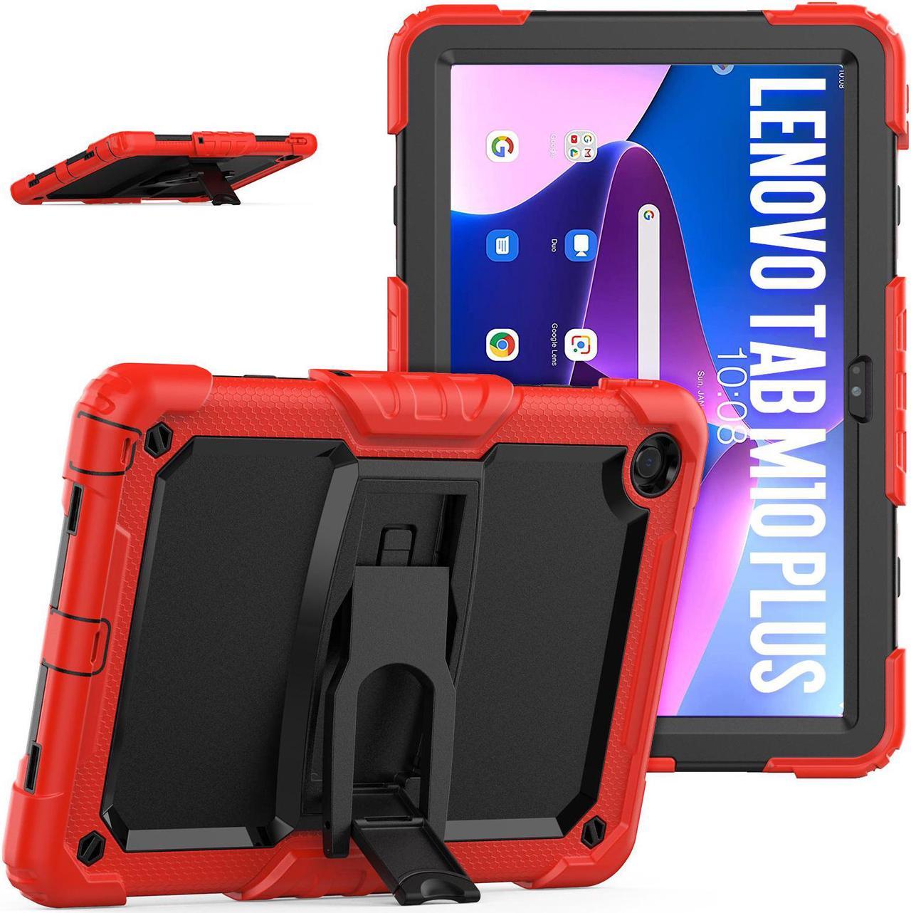 BONAEVER ShockProof Cover Case for Lenovo Tab M10 Plus 3rd Generation 10.6 inch 2022 Model TB-125FU / TB-128FU / TB-128XU with Stand and & Shoulder Strap & Built-in Screen Protector Red