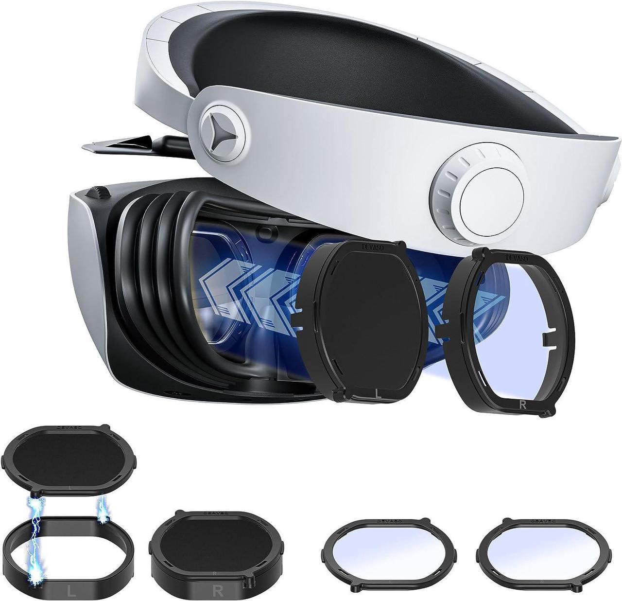 Lens Protector Cover Kit for PSVR2, Protector Accessories Compatible with Playstation VR2, Glasses Spacer Anti-Scratch Ring with Blue Light Blocking Glasses for PS VR2, Anti-Scratch & Easy to Install