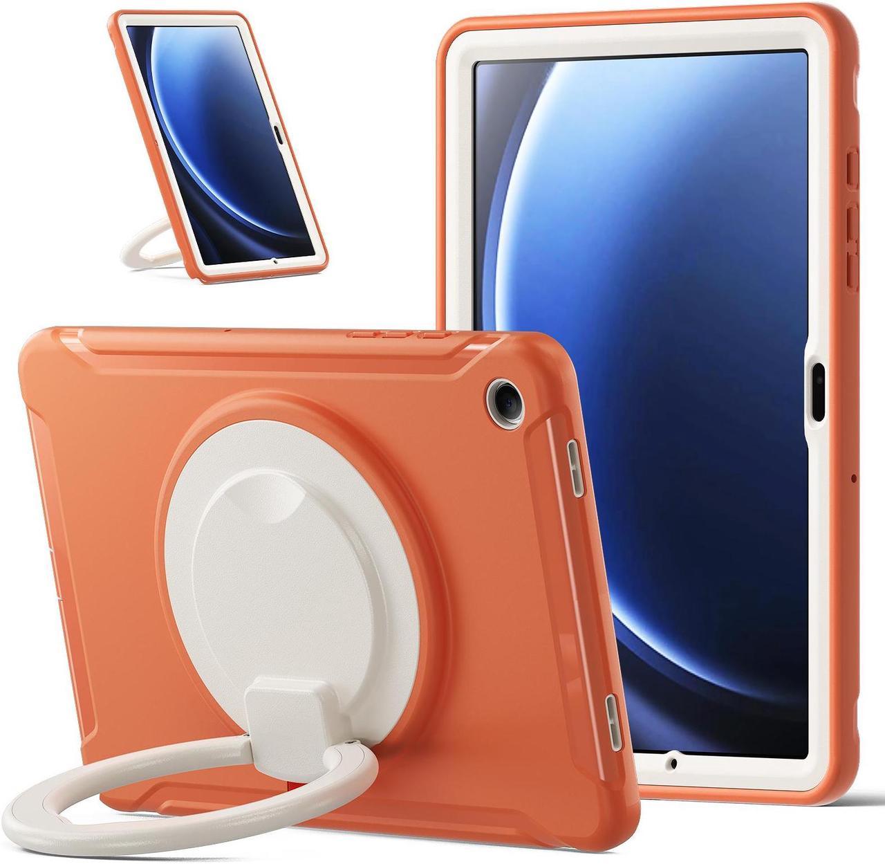 BONAEVER Case for Samsung Galaxy Tab A9 Plus 11 Inch 2023 SM-X210/ SM-X215/SM-X216/SM-218 Rugged Military Grade Shockproof Cover with 360° Swivel Stand and Strap Pencil Holder Orange