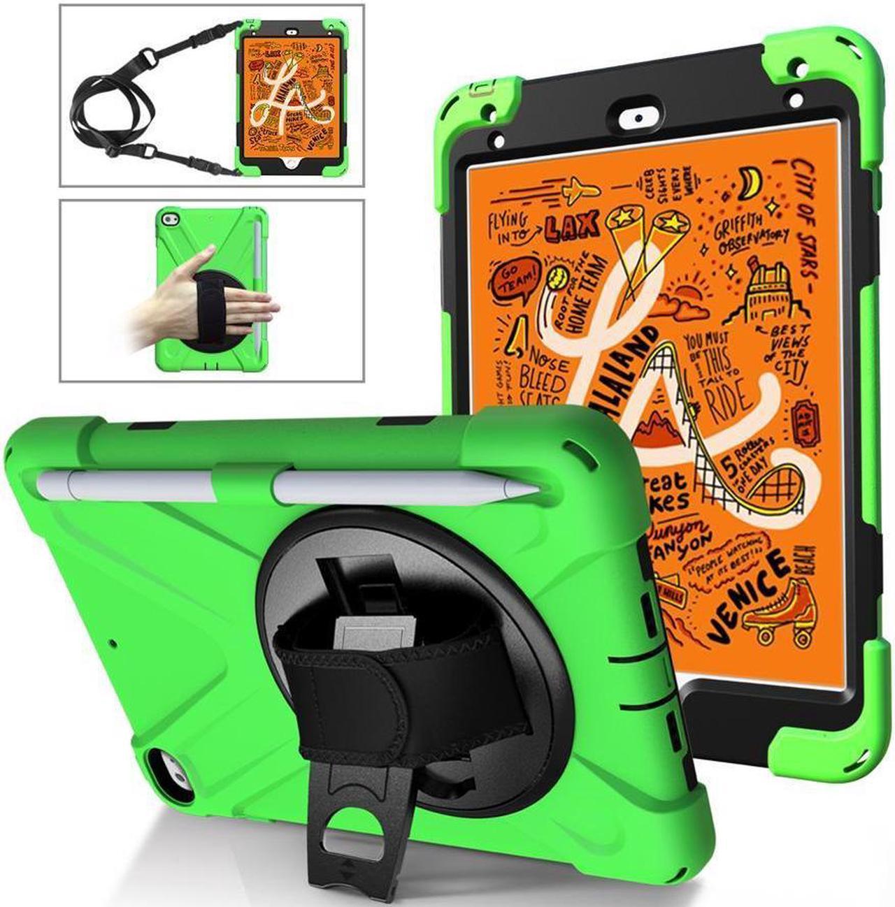 BONAEVER For iPad Mini 5 Case iPad Mini 4 Case Shockproof Protective Rugged Cover with Pencil HolderHand Strap Stand and Shoulder Strap for iPad Mini 5th/4th Generation 7.9 Inch Green