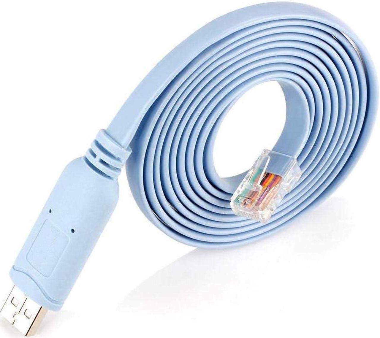 BONAEVER 6ft USB Console Cable USB to RJ45 Cable Essential Accesory of Cisco NETGEAR Ubiquity LINKSYS TP-Link Routers/Switches for Laptops in Windows Mac Linux (Blue)