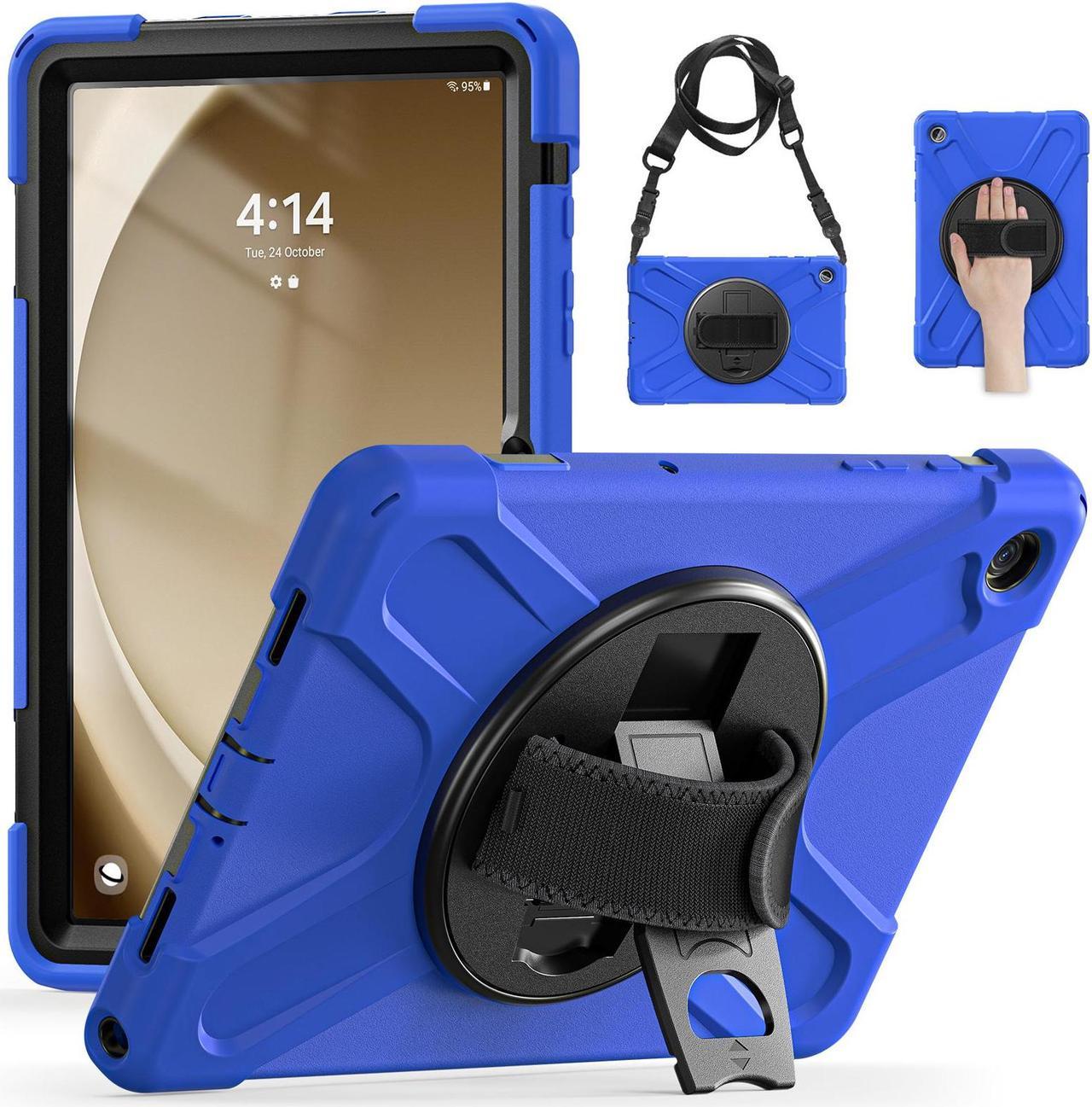 BONAEVER Case for Samsung Galaxy Tab A9 Plus 11 Inch 2023 (SM-X210/X216/X218) Shockproof Hard Protective Cover with 360 Rotating Hand Strap & Stand +Shoulder Strap for Galaxy A9 Plus 11" Blue