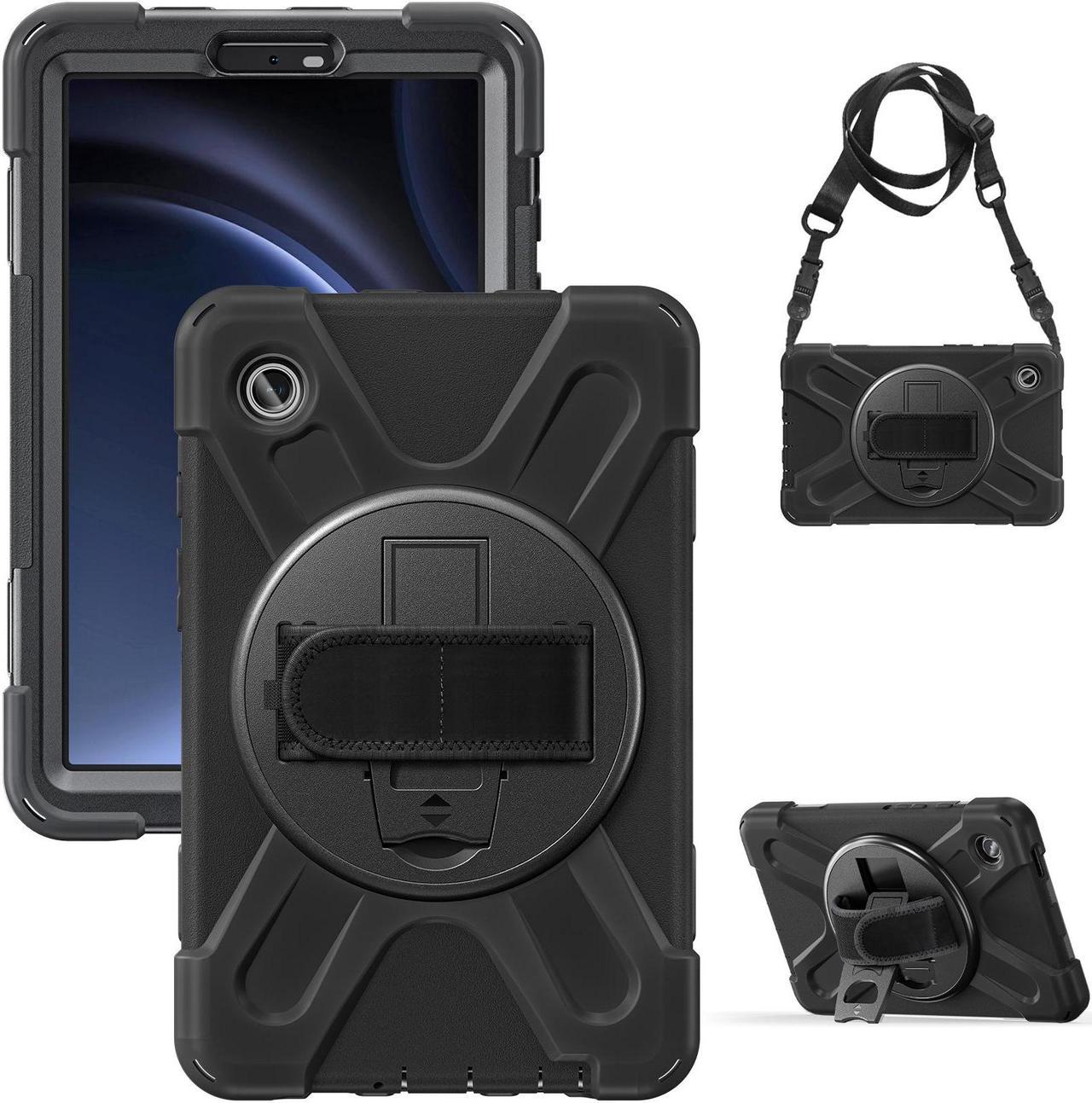 BONAEVER Shockproof Case for Samsung Galaxy Tab A9 Case 8.7 Inch 2023 SM-X110/SM-X115 / SM-117 with Pen Holder & 360 Rotating Hand Strap/Shoulder Strap Stand and Protective Cover