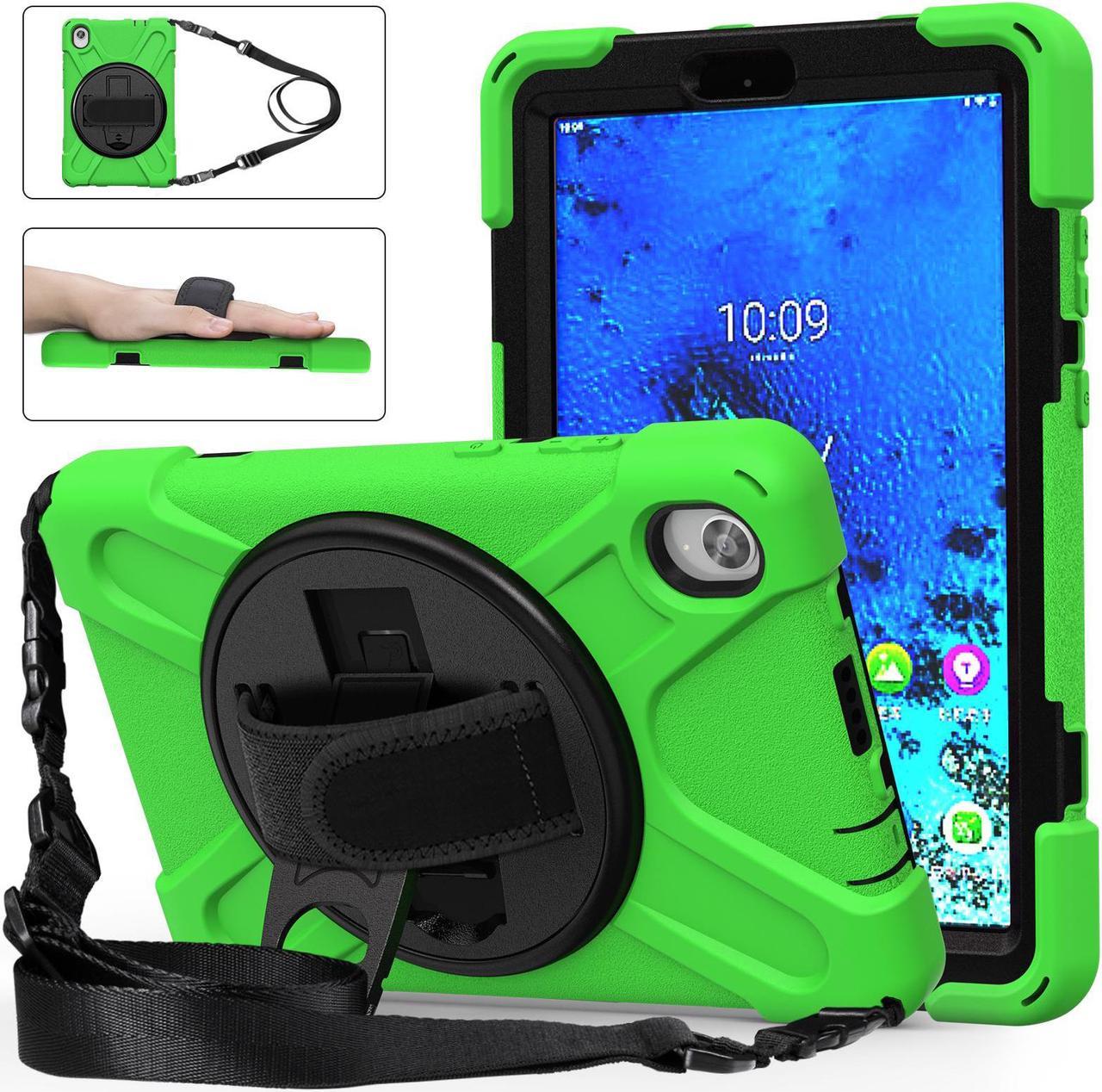 BONAEVER For Lenovo Tab M8 HD 8.0 Inch 2020 Mdoel TB-8705F / TB-8705N Shockproof Protective Cover with Hand & Shoulder Strap Stand and Pencil Holder Green