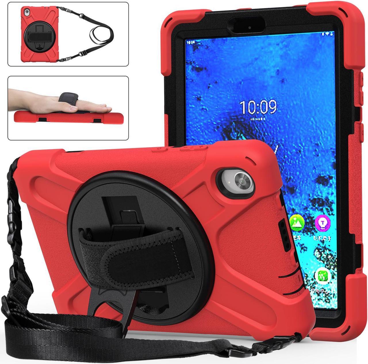 BONAEVER For Lenovo Tab M8 HD 8.0 Inch 2020 Mdoel TB-8705F / TB-8705N Shockproof Protective Cover with Hand & Shoulder Strap Stand and Pencil Holder Red