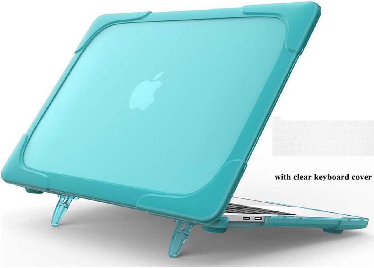 BONAEVER Rubberized Protective Case with Foldable Stand & Keyboard Cover for Apple Macbook Pro 16 inch 2021 2020 2019 Model A2141 with Touch Bar and Touch ID Blue