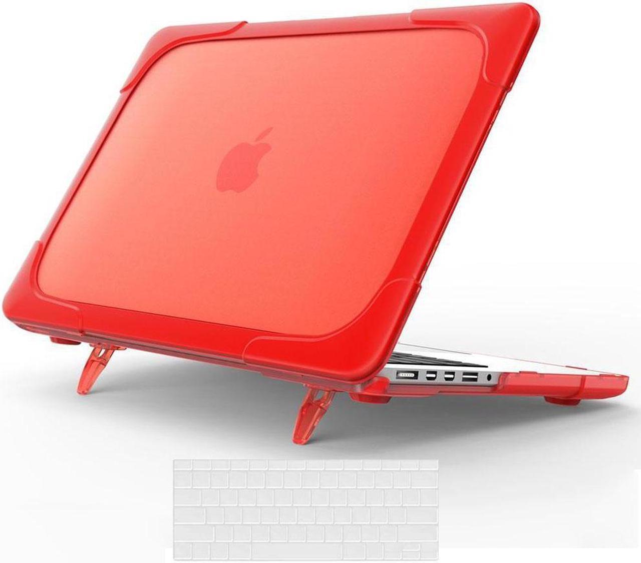 BONAEVER For MacBook Pro 13 Inch Retina Case (Version 2015/2014/2013) [Heavy Duty][Snap on][Dual Layer] Hard Cover with Foldable Stand & Keyboard Cover for Mac Pro Retina 13.3 Model A1502 A1425 Red