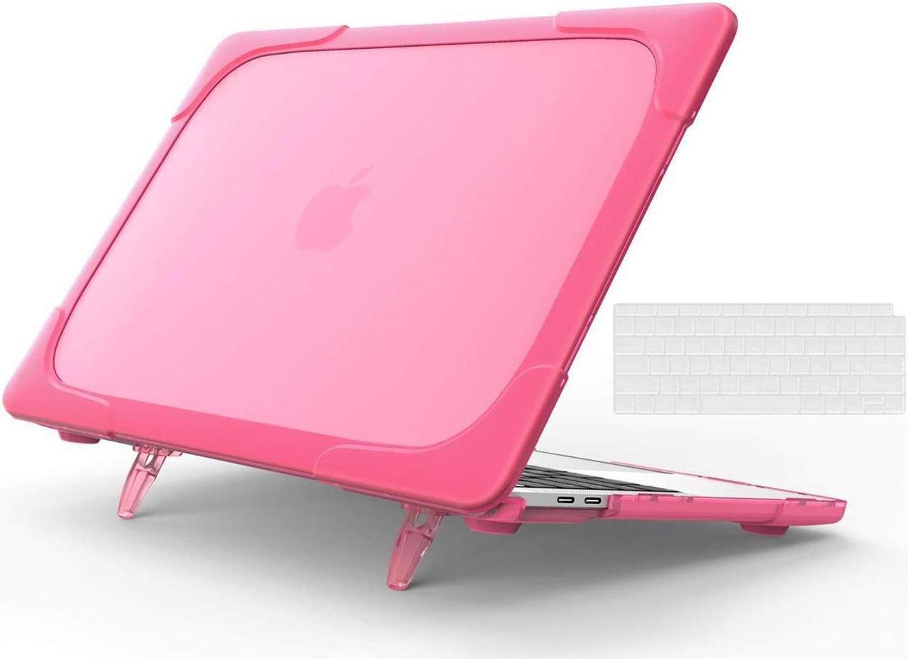 BONAEVER Laptop Case for MacBook Air 13 2022 2021 2020 2019 2018 Release A2337 M1 A1932 A2179 with Touch ID, Hard Plastic Bumper Protective Cover Shell with Kickstand, Keyboad Cover Skin Rose Red