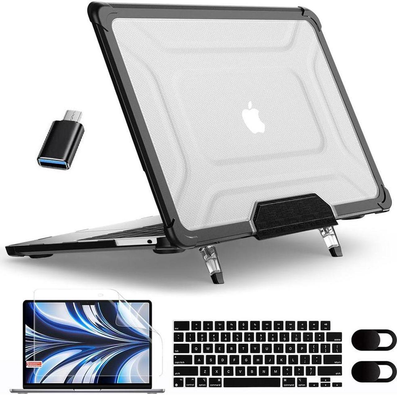 BONAEVER Case for MacBook Air 15 inch 2023 M2 Chip Model A2941, Laptop Hard Shell Cover with Fold Kickstand, Keyboard Skin, Screen Protector, Camera Cover, USB C Adapter