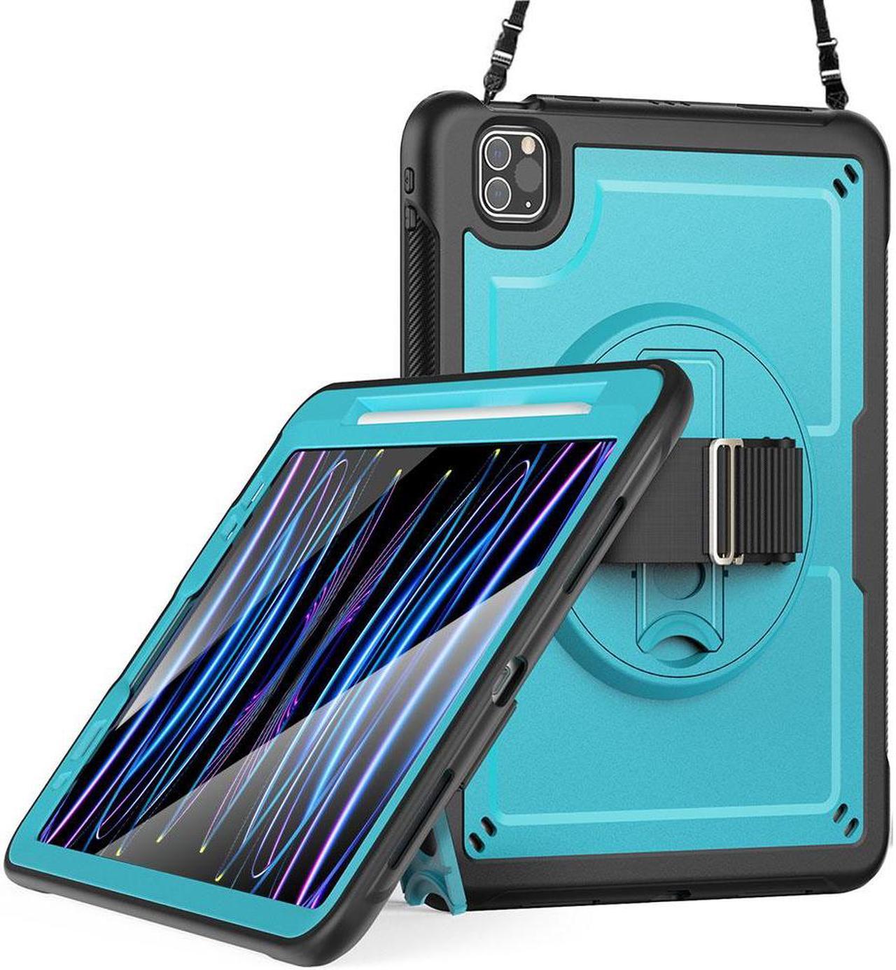 BONAEVER Case for  iPad Pro 11 Inch 2022 2021 2020 2018 iPad Air 5th 4th Gen 10.9 with Foldable Stand, Pencil Holder, Screen Protector, Heavy Duty Shockproof Rugged Protective Cover Light Blue